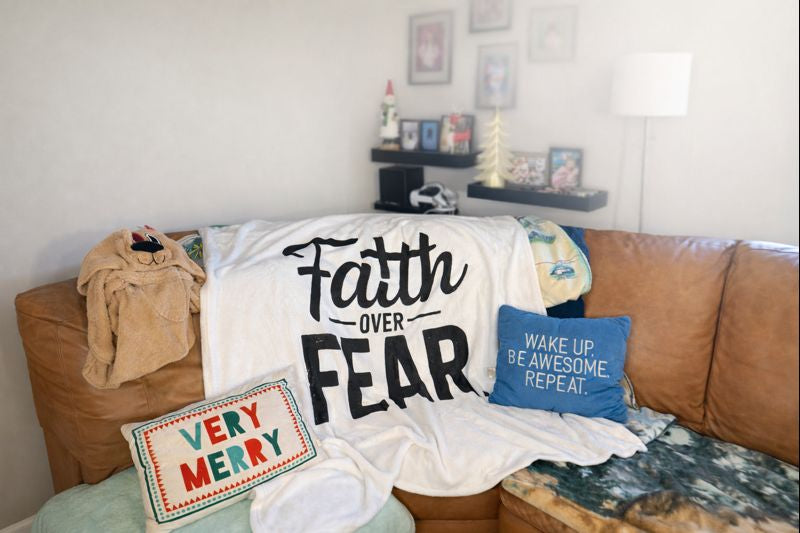 Faith Over Fear Christian Plush Blanket – Inspirational Scripture Throw | Faith & Home Co.