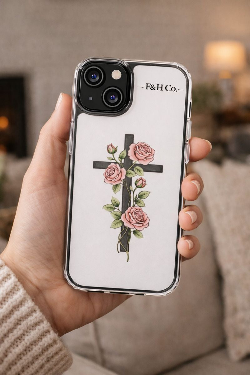 Floral Cross Clear Christian Phone Case – Faith-Inspired Protective iPhone Case | Faith & Home Co.