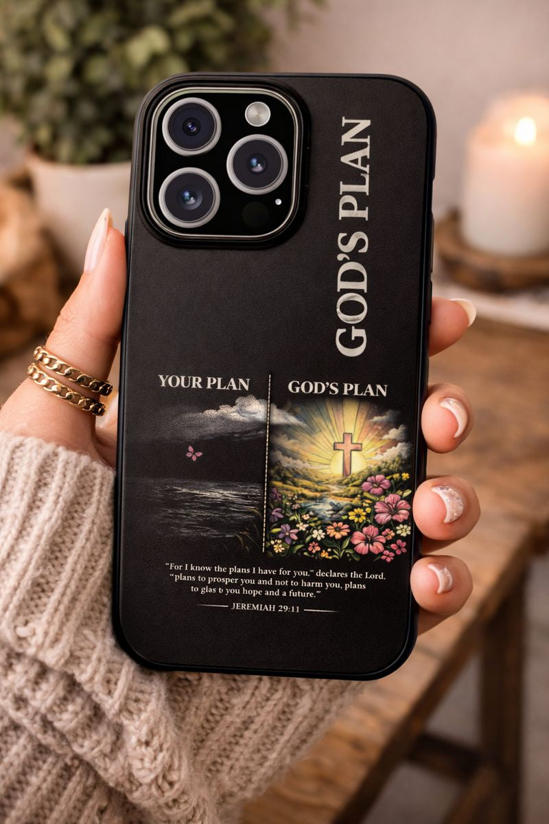God’s Plan vs Your Plan Christian Phone Case – Jeremiah 29:11 Faith iPhone Case, Inspirational Cross & Floral Christian Phone Cover