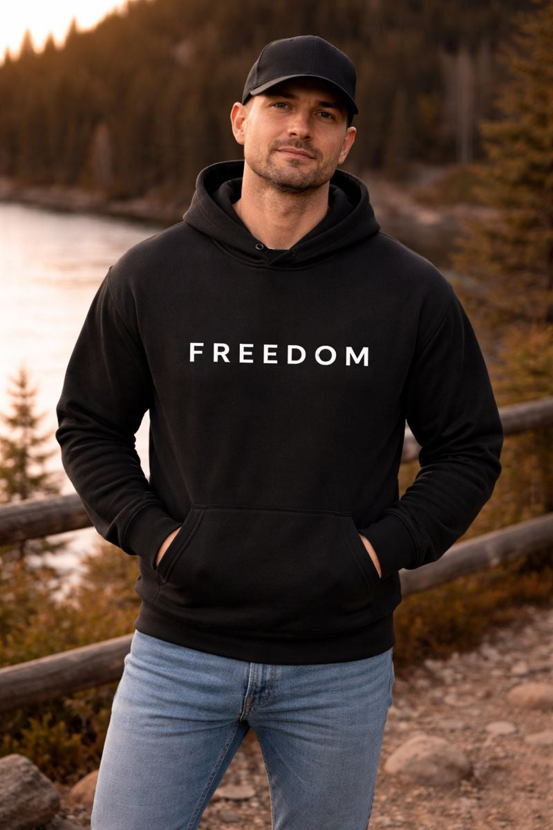 Freedom Faith Over Fear Hoodie – Christian American Flag Sweatshirt with Cross, Patriotic Religious Apparel for Men & Women