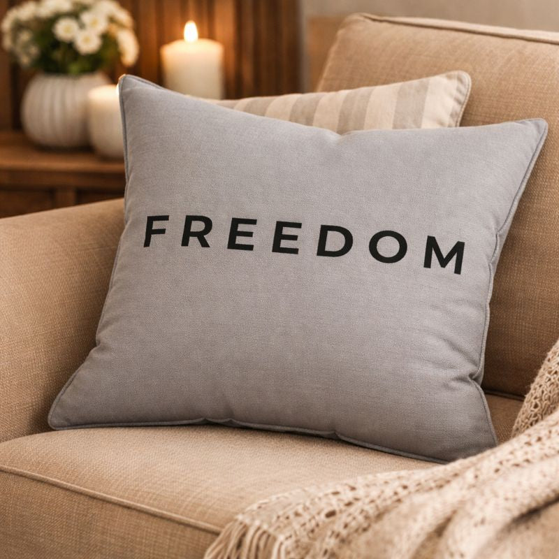 Faith Over Fear / Freedom Throw Pillow – Double-Sided Faith-Inspired Home Décor Accent