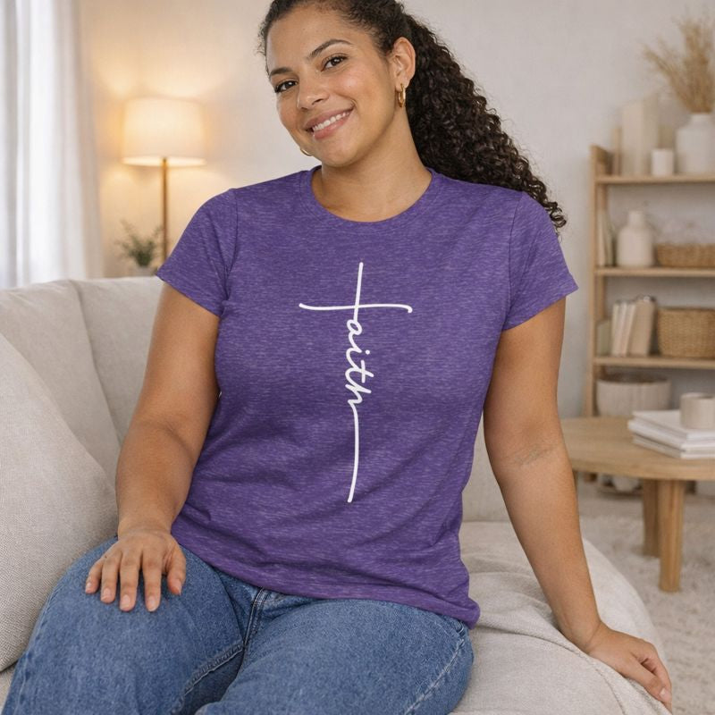 Faith Cross T-Shirt for Women – Inspirational Christian Graphic Tee | Faith and Home Co.
