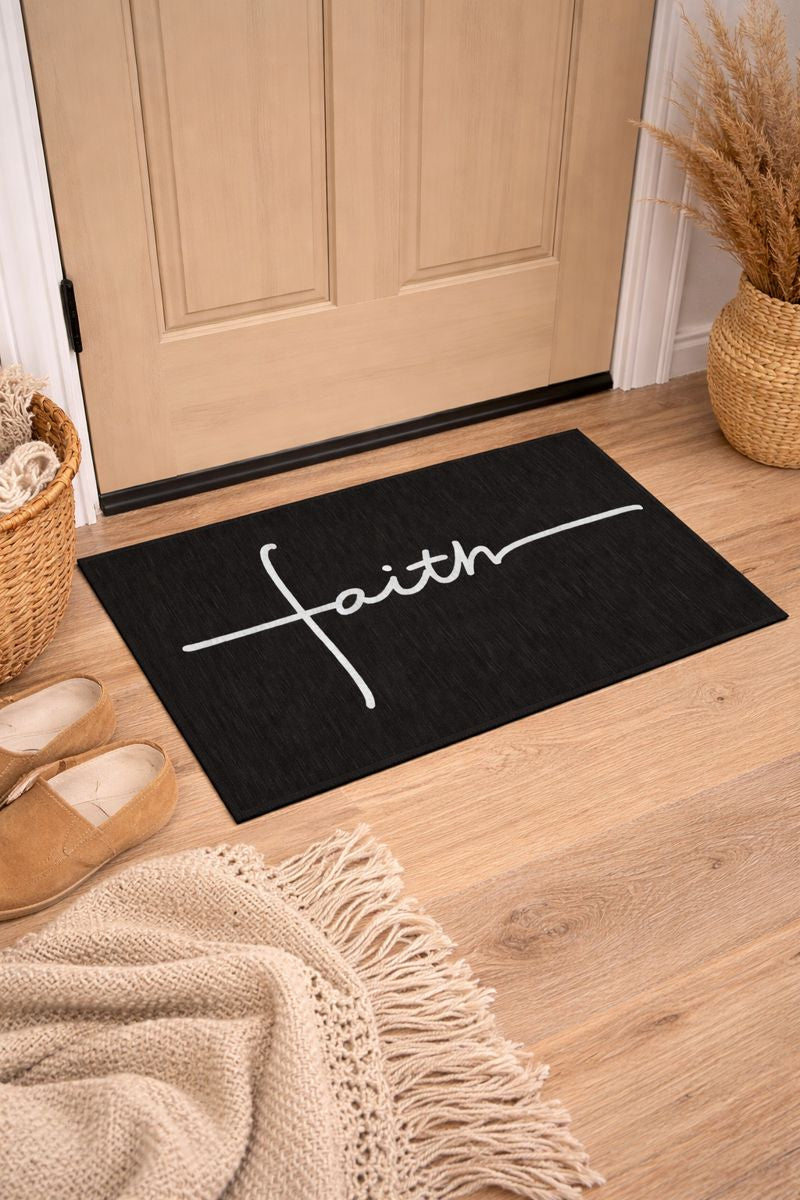 "Faith-Inspired Floor Mat – Christian Welcome Mat | Durable, Non-Slip, Indoor/Outdoor Rug | Modern Religious Home Decor – Available in Multiple Colors"