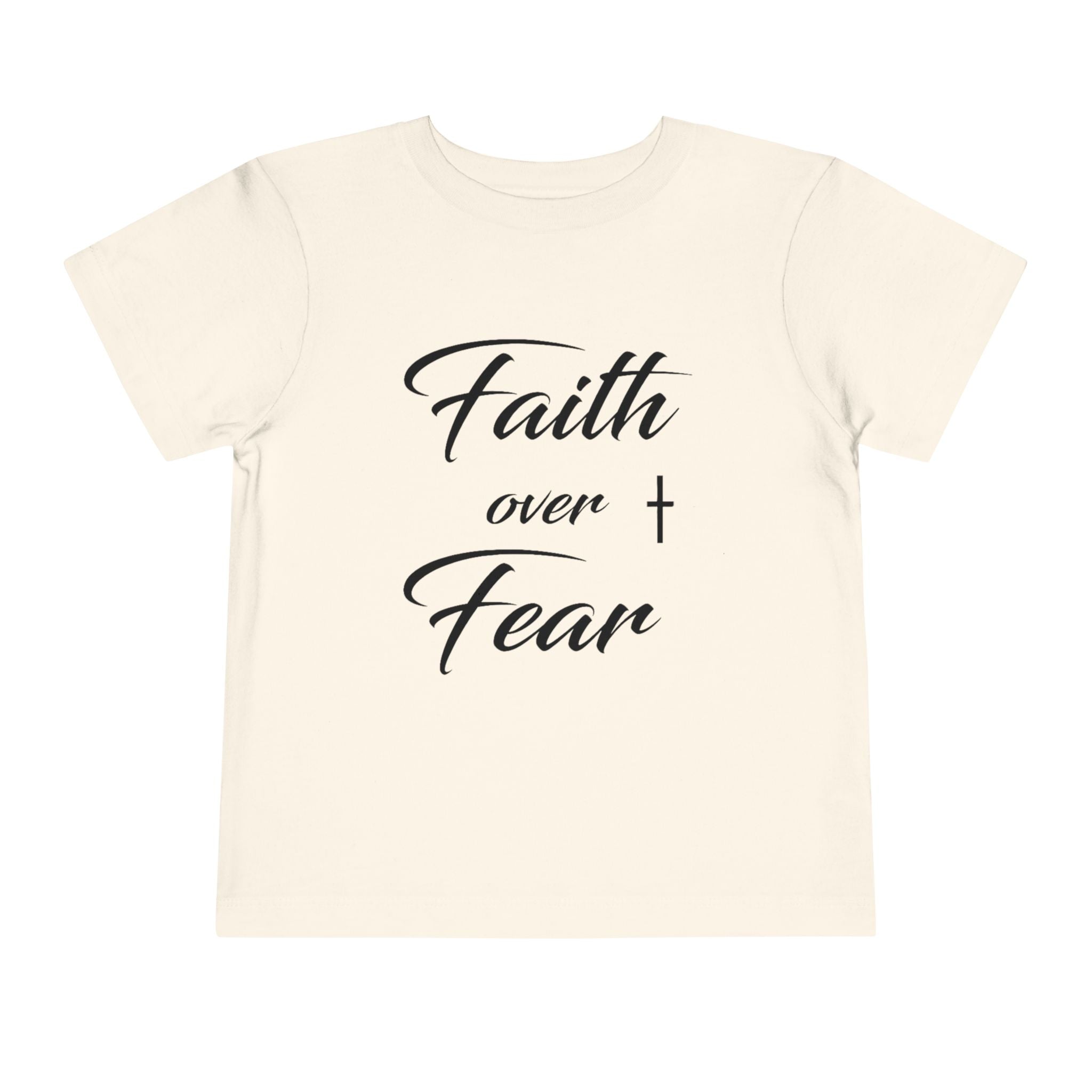 Toddler Christian T-Shirt “Faith Over Fear” – Inspirational Faith-Based Tee for Boys & Girls