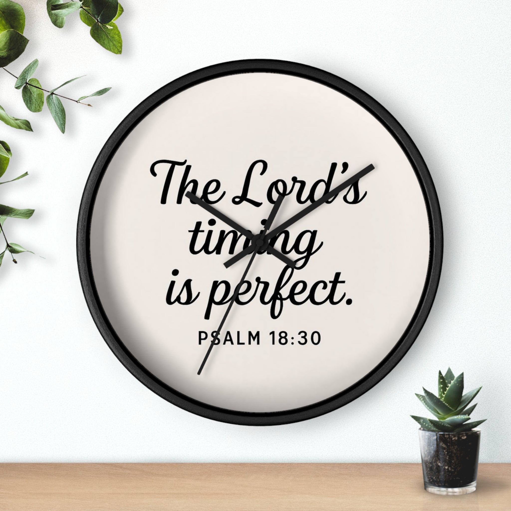 “The Lord’s Timing Is Perfect” Christian Wall Clock – Psalm 18:30 Faith-Inspired Home Décor | Faith & Home Co.