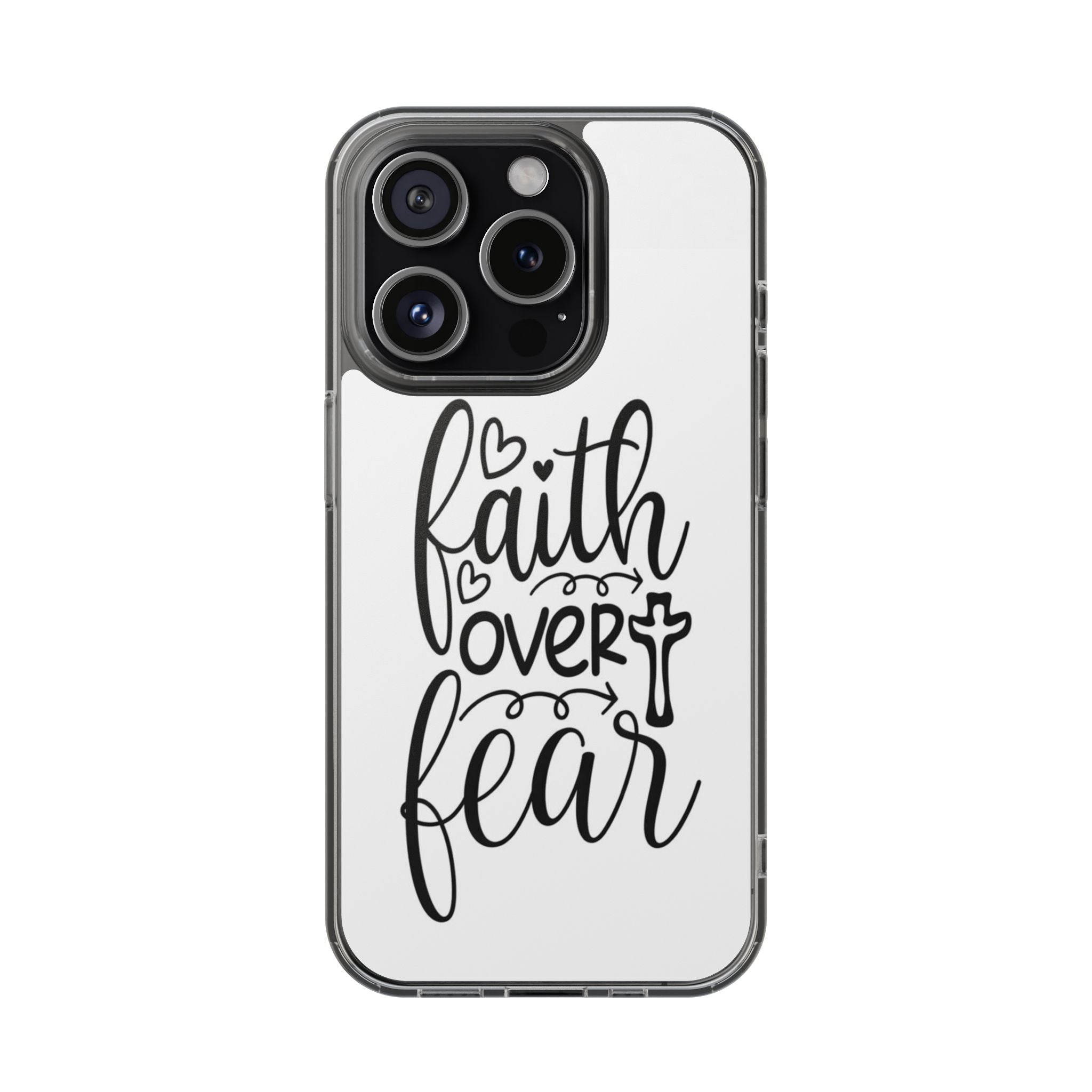 Faith Over Fear Christian Phone Case – Inspirational Scripture iPhone Case, Clear Faith-Based Protective Cover