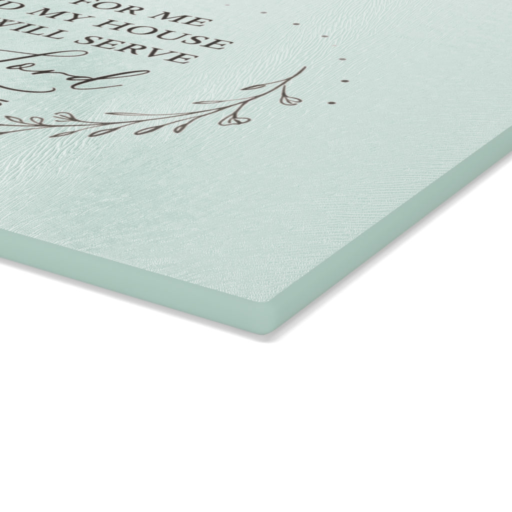 As For Me and My House Glass Cutting Board – Joshua 24:15 Christian Kitchen Decor | Faith-Based Glass Serving Board