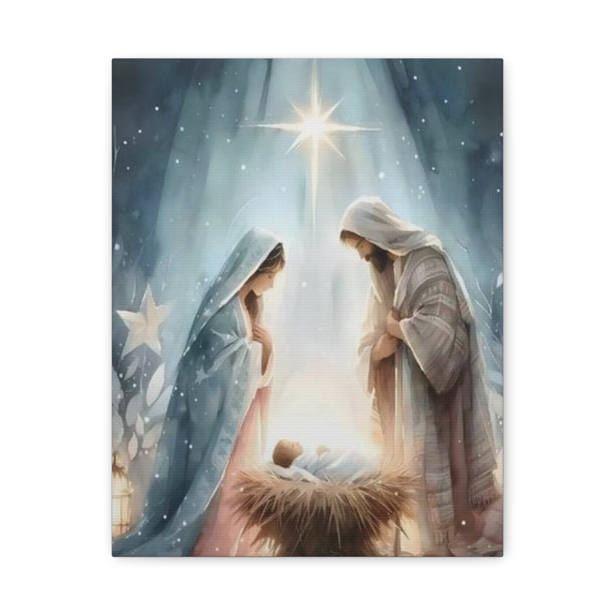 Holy Family Nativity Canvas Wall Art – Mary and Joseph Christian Christmas Artwork, Faith-Inspired Home Décor