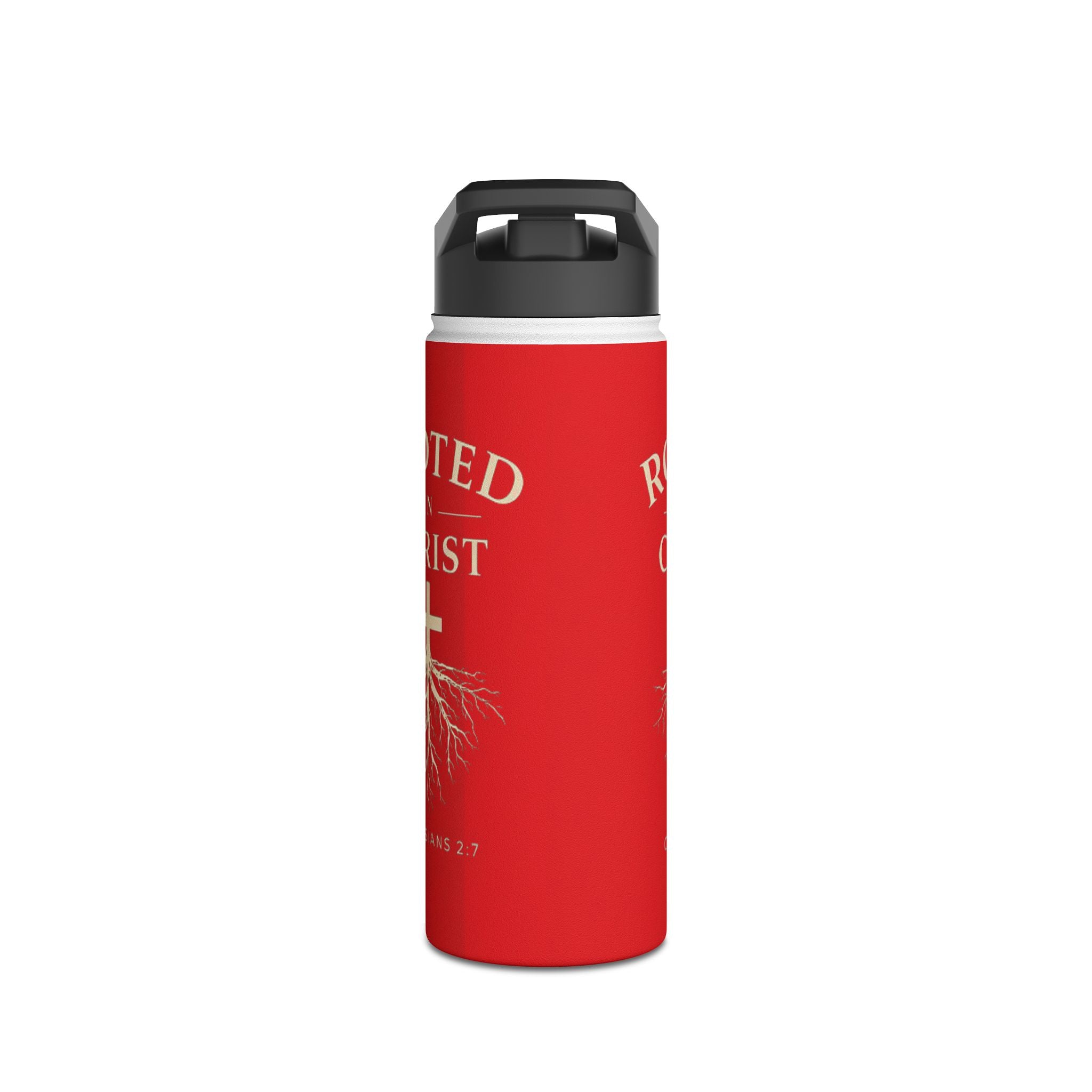 Rooted in Christ Christian Water Bottle – Colossians 2:7 Faith-Based Stainless Steel Tumbler, Inspirational Scripture Drinkware