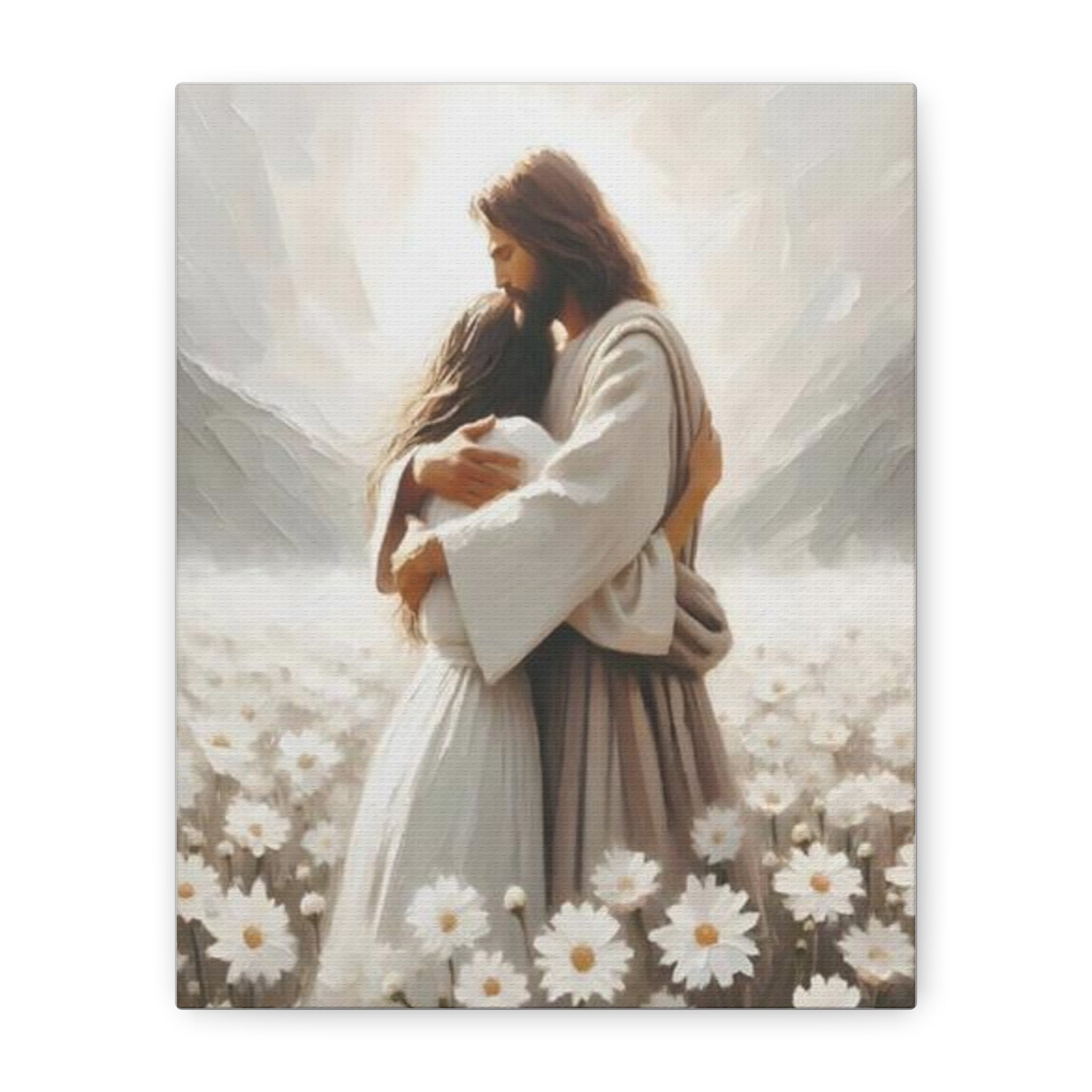 Jesus Embrace Canvas Wall Art – Christian Faith Artwork of Christ’s Love | Inspirational Christian Home Décor