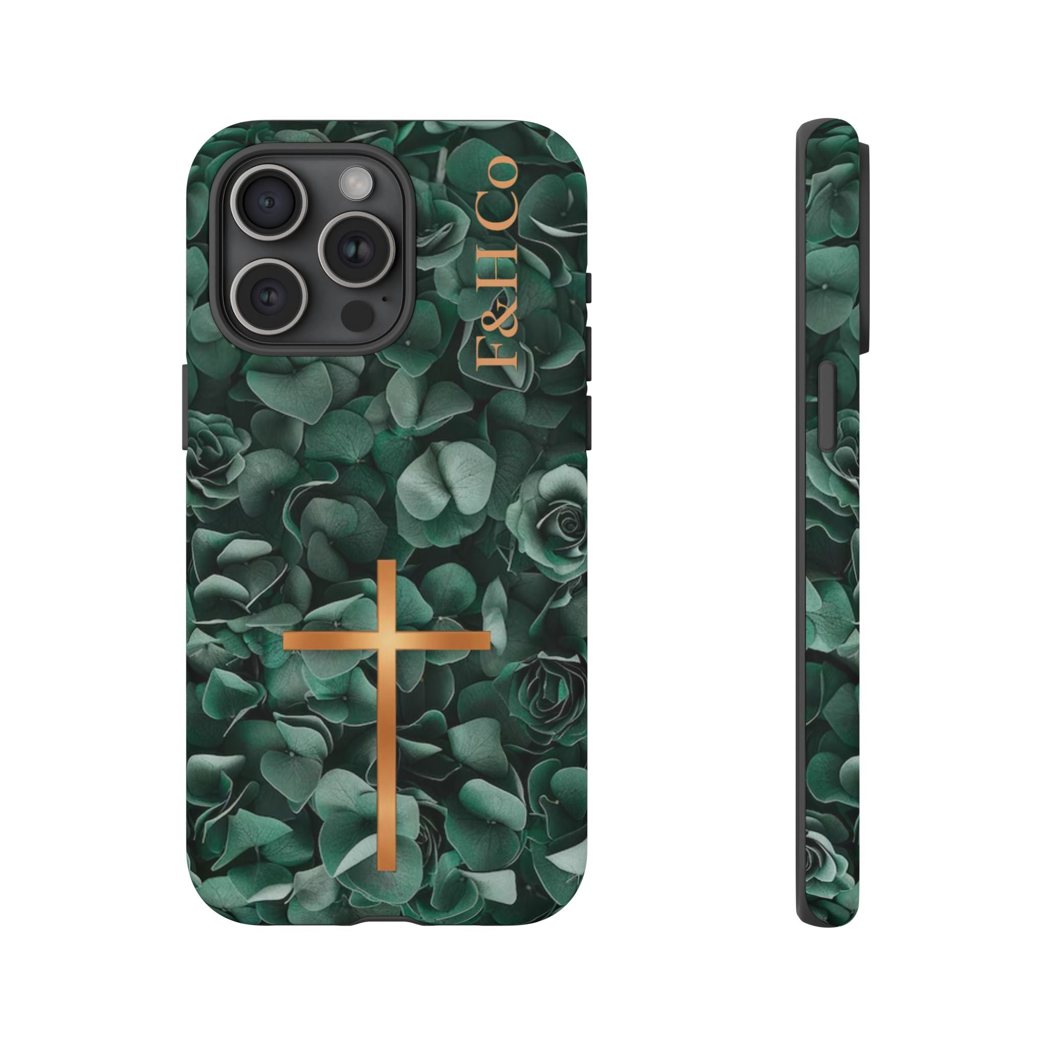 Christian Floral iPhone Case with Cross – Forest Green Faith Phone Cover | Faith & Home Co