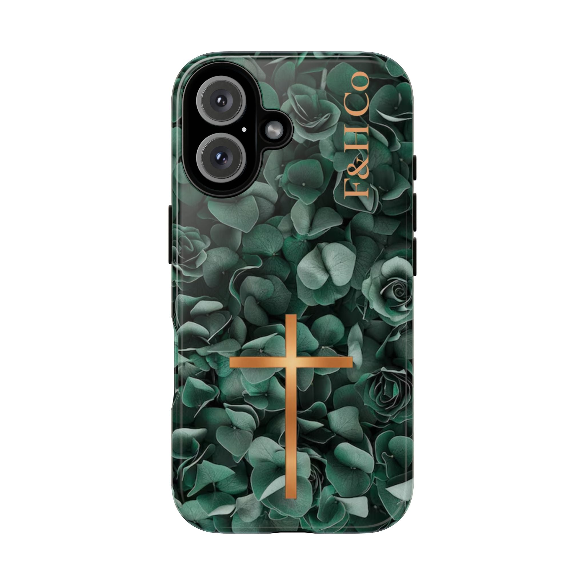 Christian Floral iPhone Case with Cross – Forest Green Faith Phone Cover | Faith & Home Co