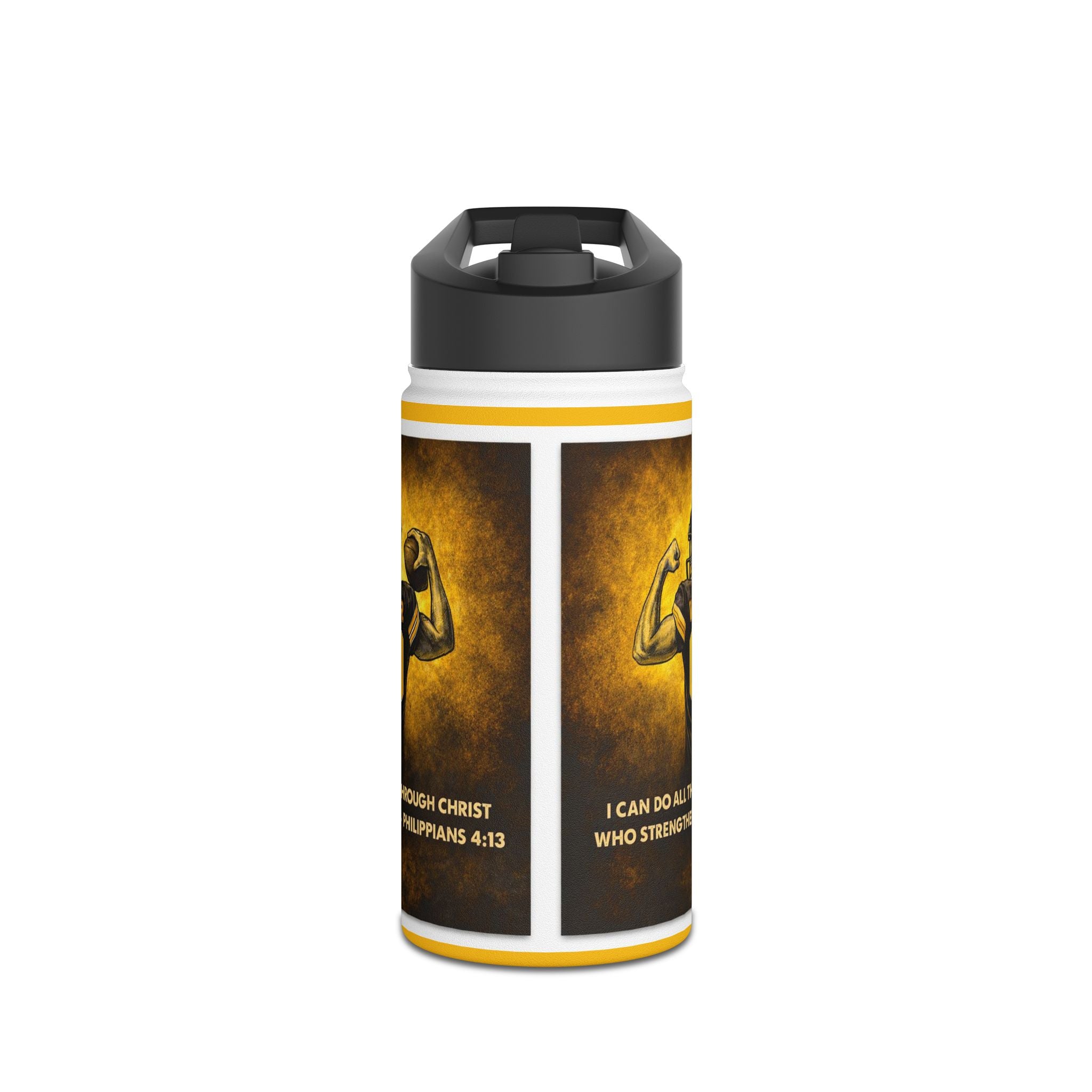 Inspirational Christian Water Bottle – “I Can Do All Things” Philippians 4:13 – Faith Motivational Sports Bottle