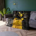 Black & Gold Basketball Crushed Velvet Blanket – Faith-Inspired Sports Throw with Matthew 19:26 Scripture