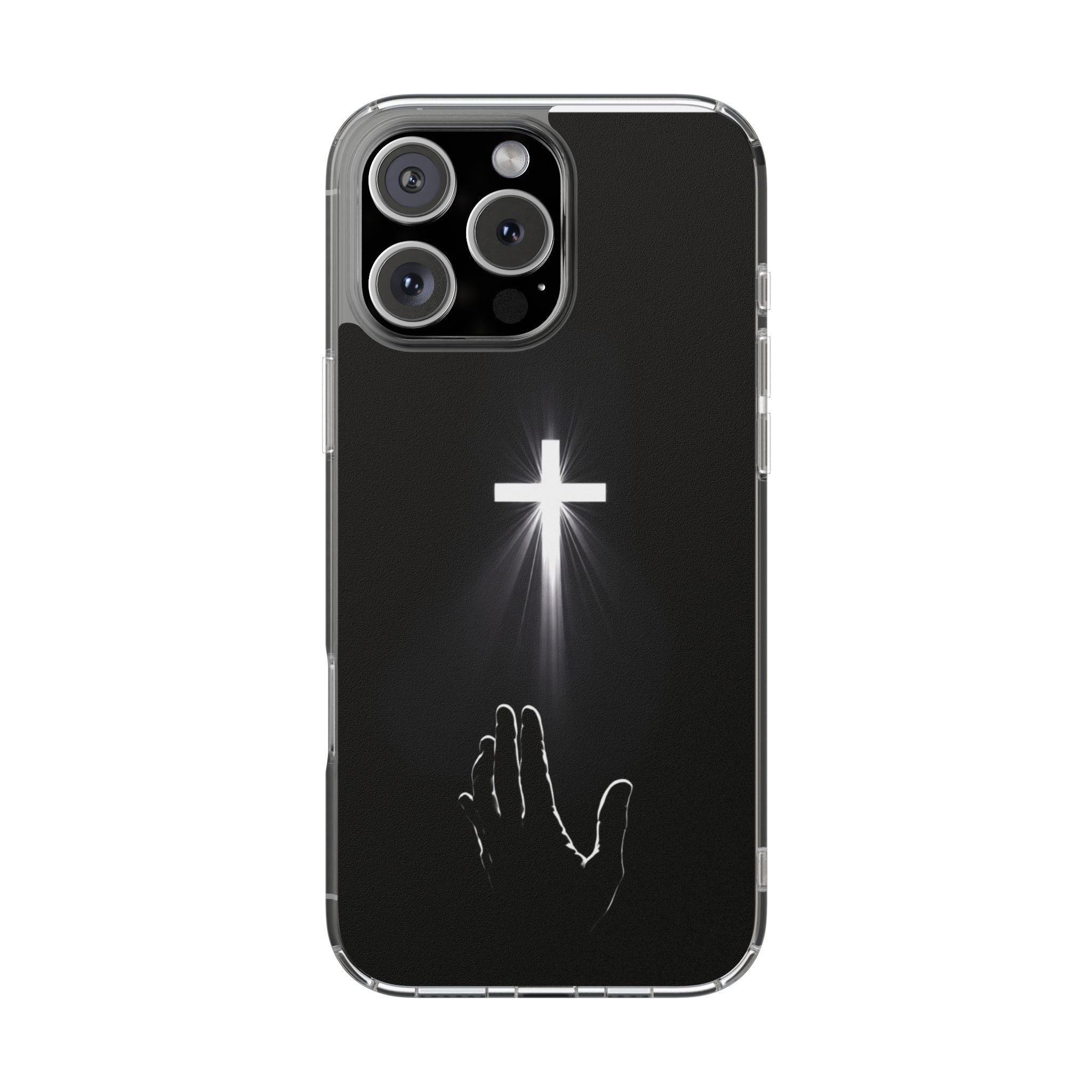 Christian Phone Case with Glowing Cross – Faith Over Fear Inspirational Protective iPhone Case | Religious Christian Cover