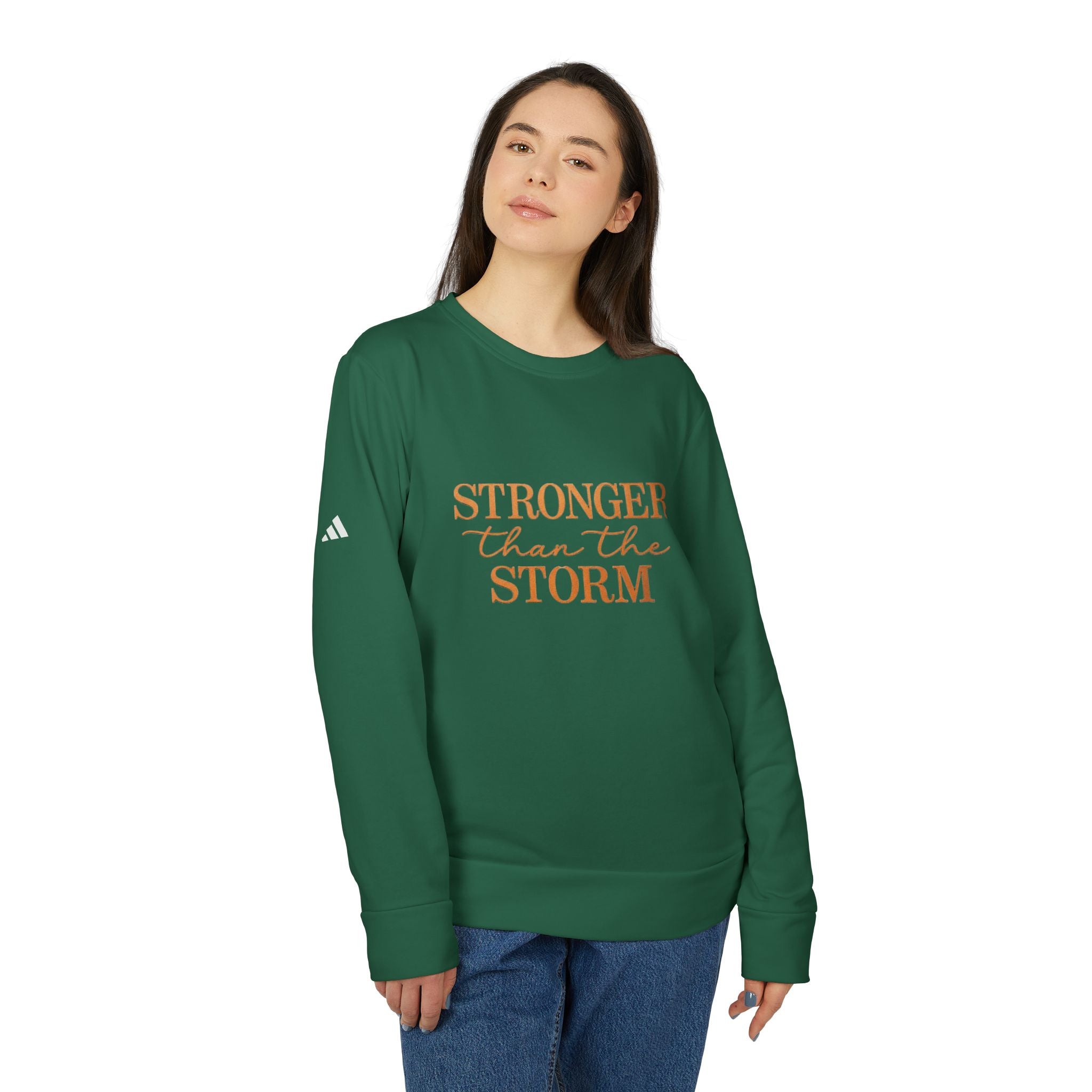 Christian Sweatshirt “Stronger Than the Storm” – Faith-Based Inspirational Crewneck Pullover | Cozy Christian Apparel