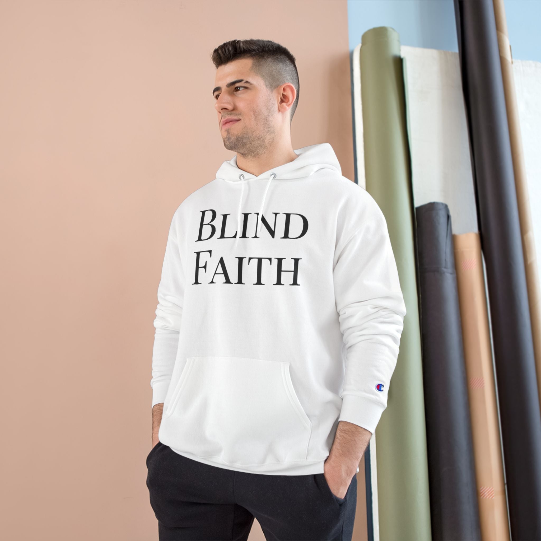 Blind Faith Hoodie | Minimalist Christian Champion Pullover | F&H Co. Back Print | Faith and Home Co