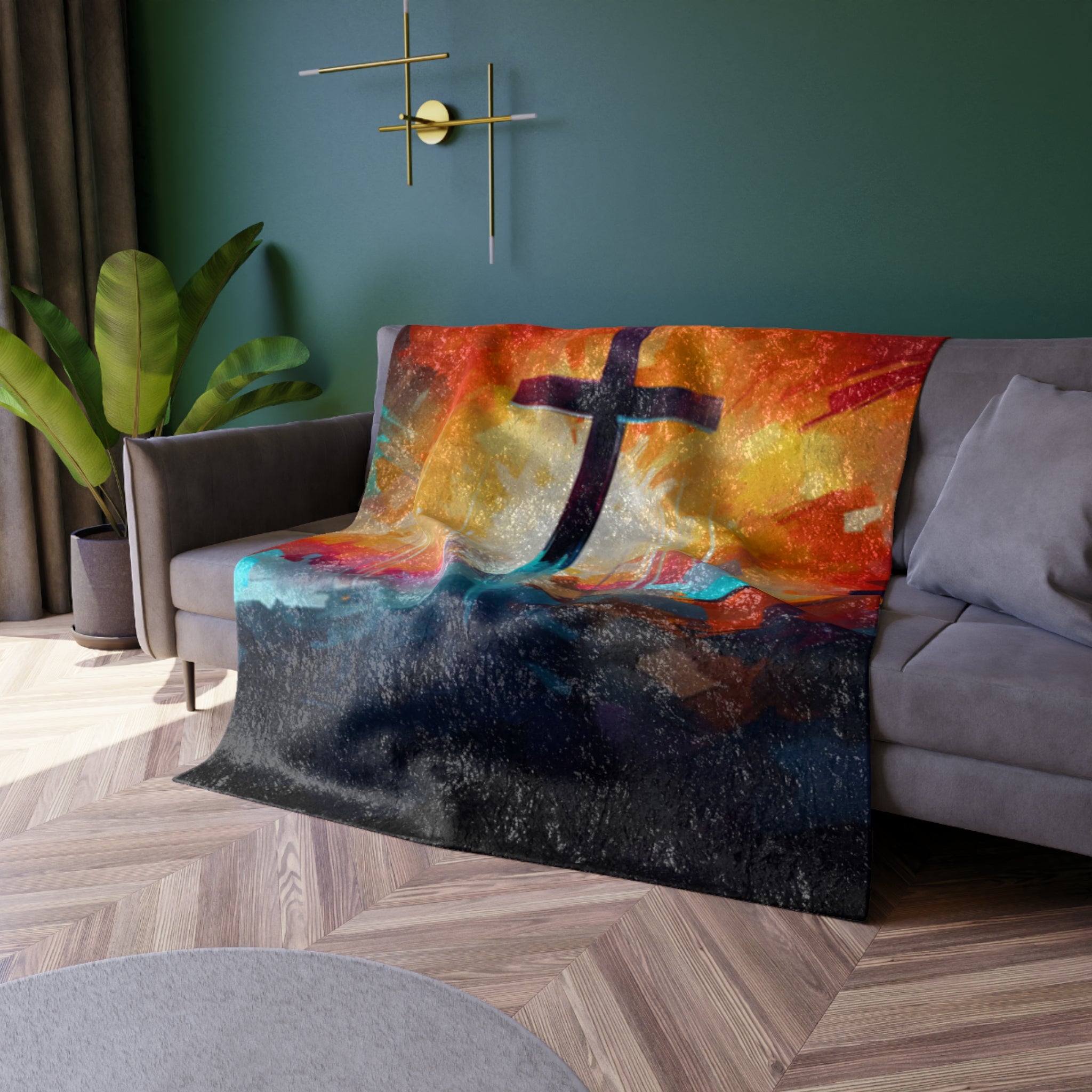 Vibrant Cross Christian Blanket – Faith-Based Bedding, Inspirational Throw for Bedroom or Living Room