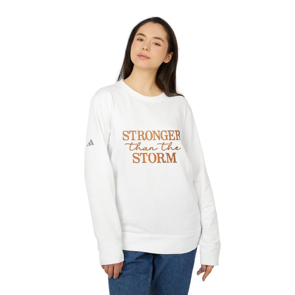 Christian Sweatshirt “Stronger Than the Storm” – Faith-Based Inspirational Crewneck Pullover | Cozy Christian Apparel