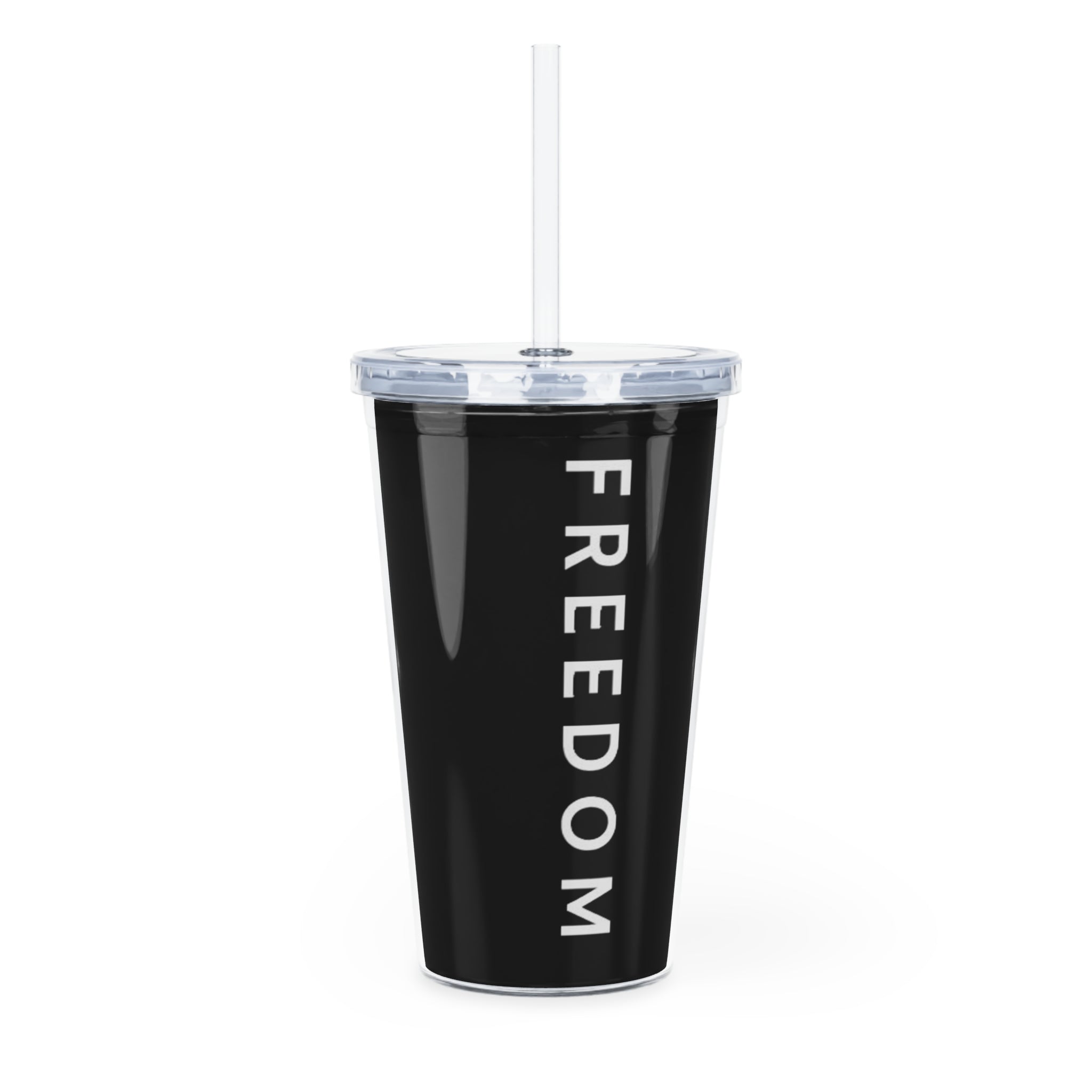 Faith Over Fear Plastic Tumbler – Christian Cup with Straw, Cross & American Flag Design, 20oz Reusable Drinkware
