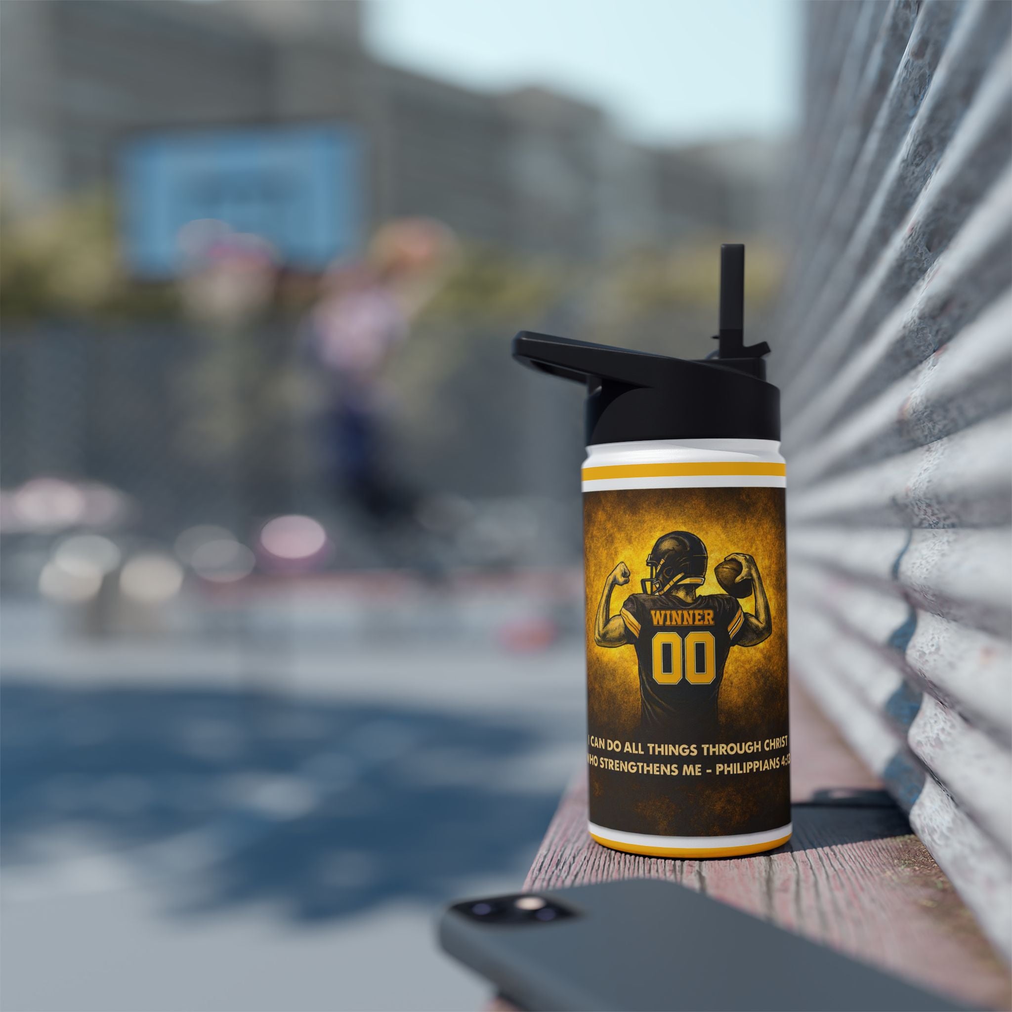 Inspirational Christian Water Bottle – “I Can Do All Things” Philippians 4:13 – Faith Motivational Sports Bottle