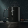 Faith Black Coffee Mug – Inspirational Christian Ceramic Cup with Cross Script Design