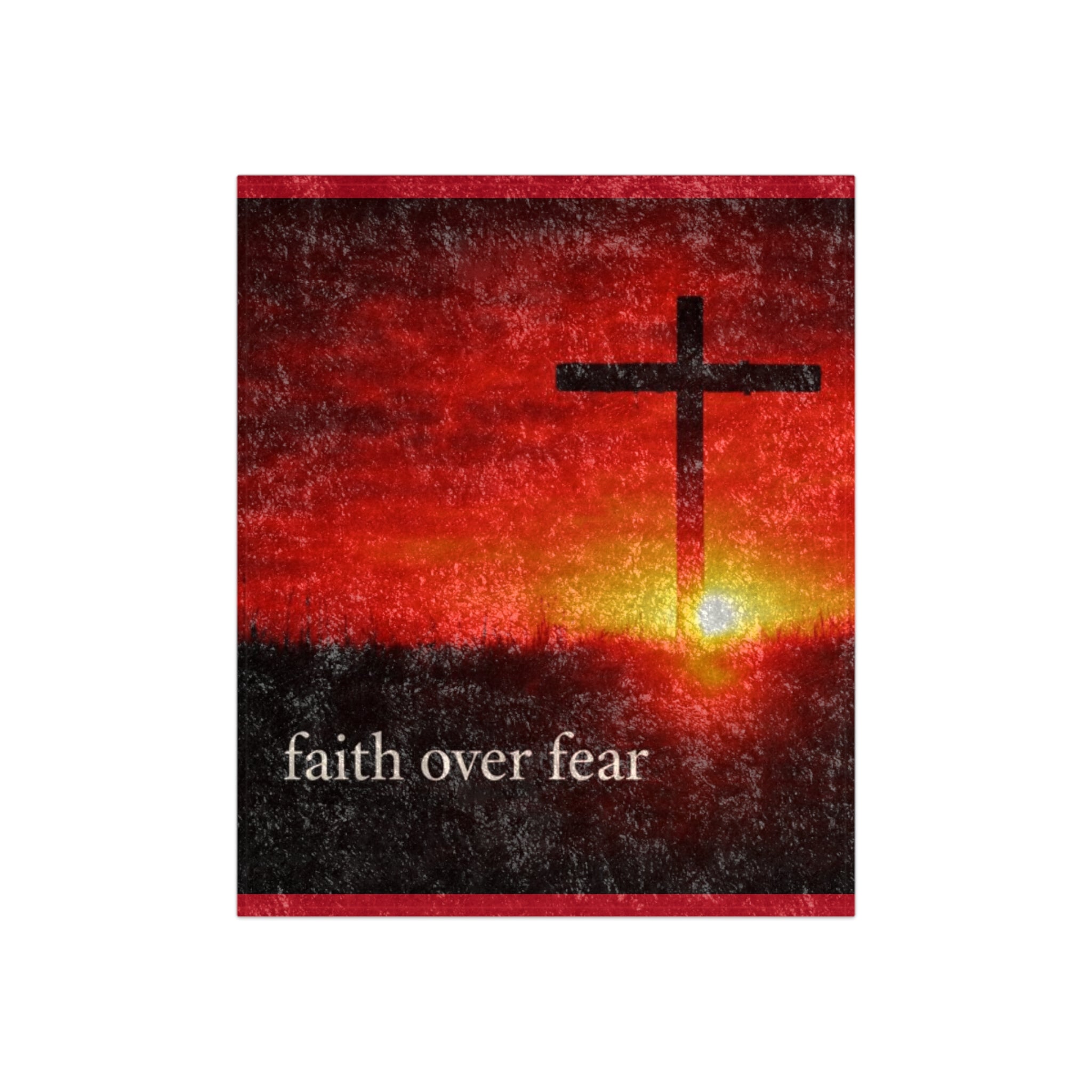 Faith Over Fear Crushed Velvet Blanket – Inspirational Christian Home Décor