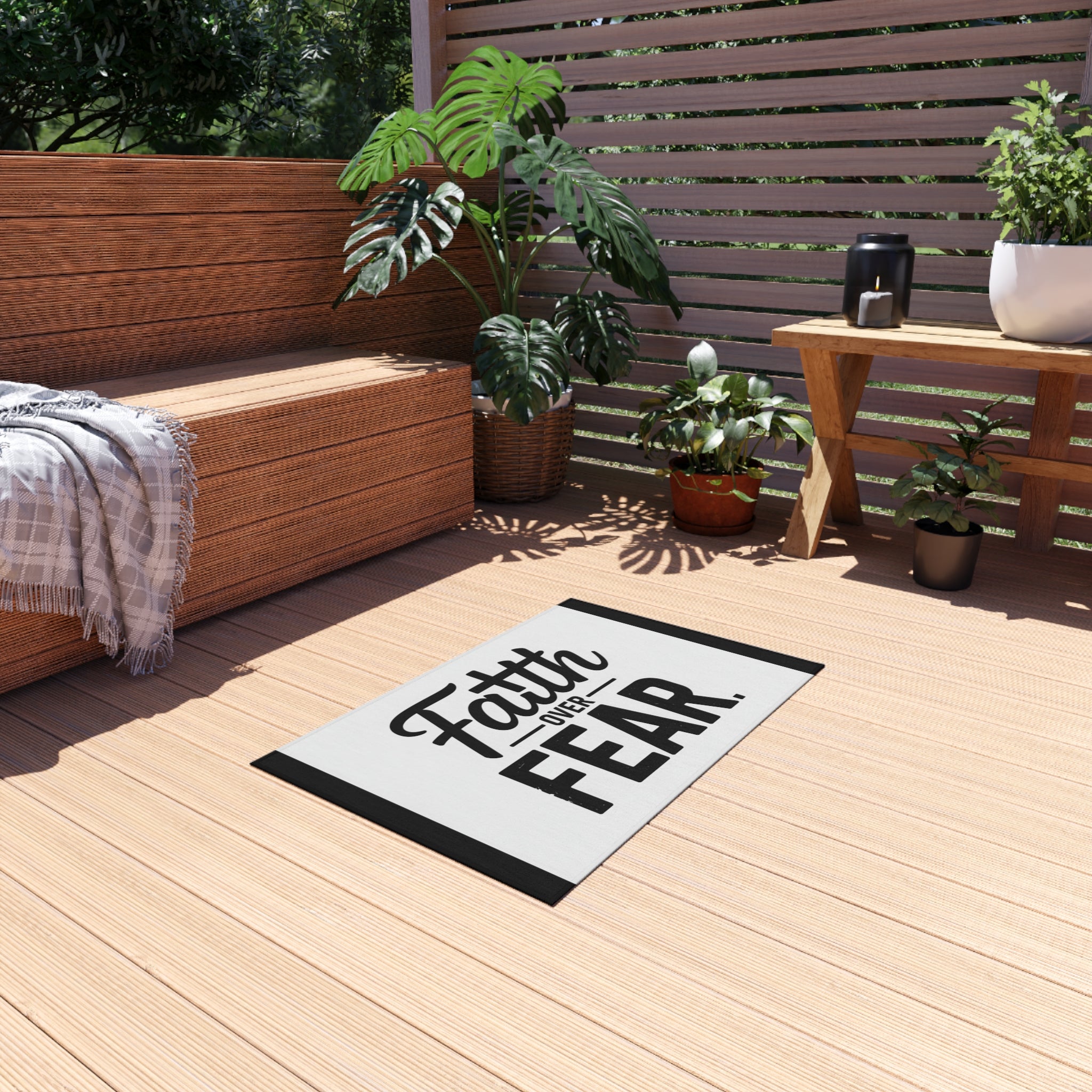 Faith Over Fear Doormat | Christian Welcome Mat | Inspirational Front Door Decor