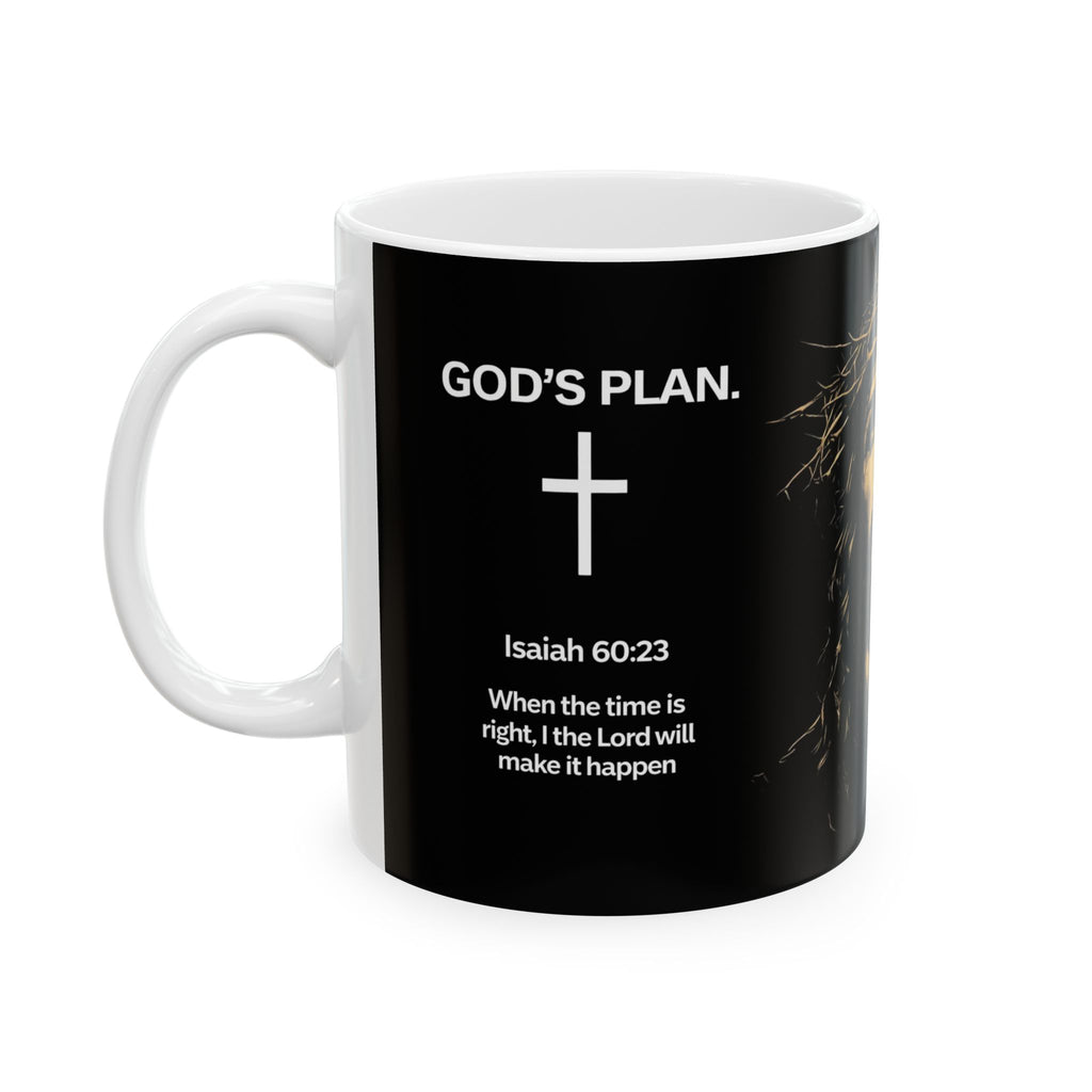 God’s Plan Christian Coffee Mug – Isaiah 60:23 Scripture Black Ceramic Cup