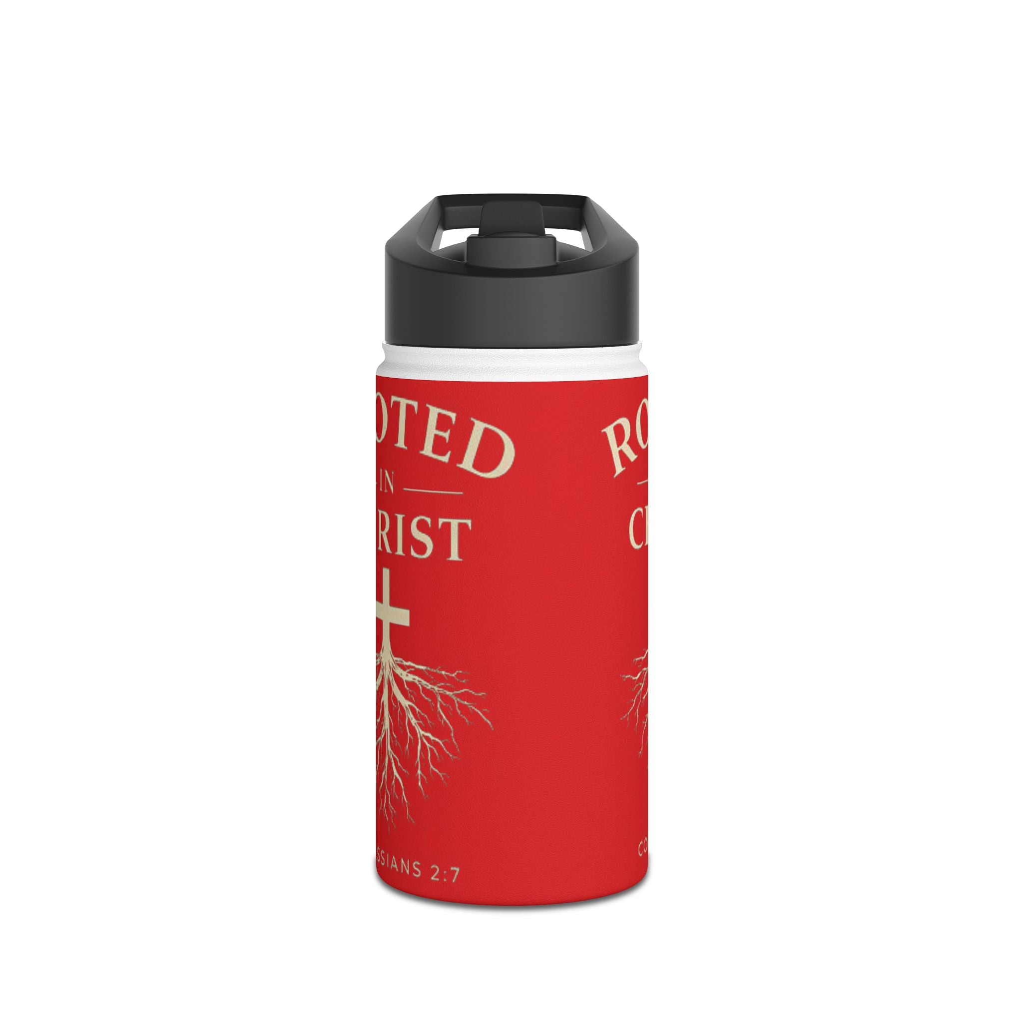 Rooted in Christ Christian Water Bottle – Colossians 2:7 Faith-Based Stainless Steel Tumbler, Inspirational Scripture Drinkware