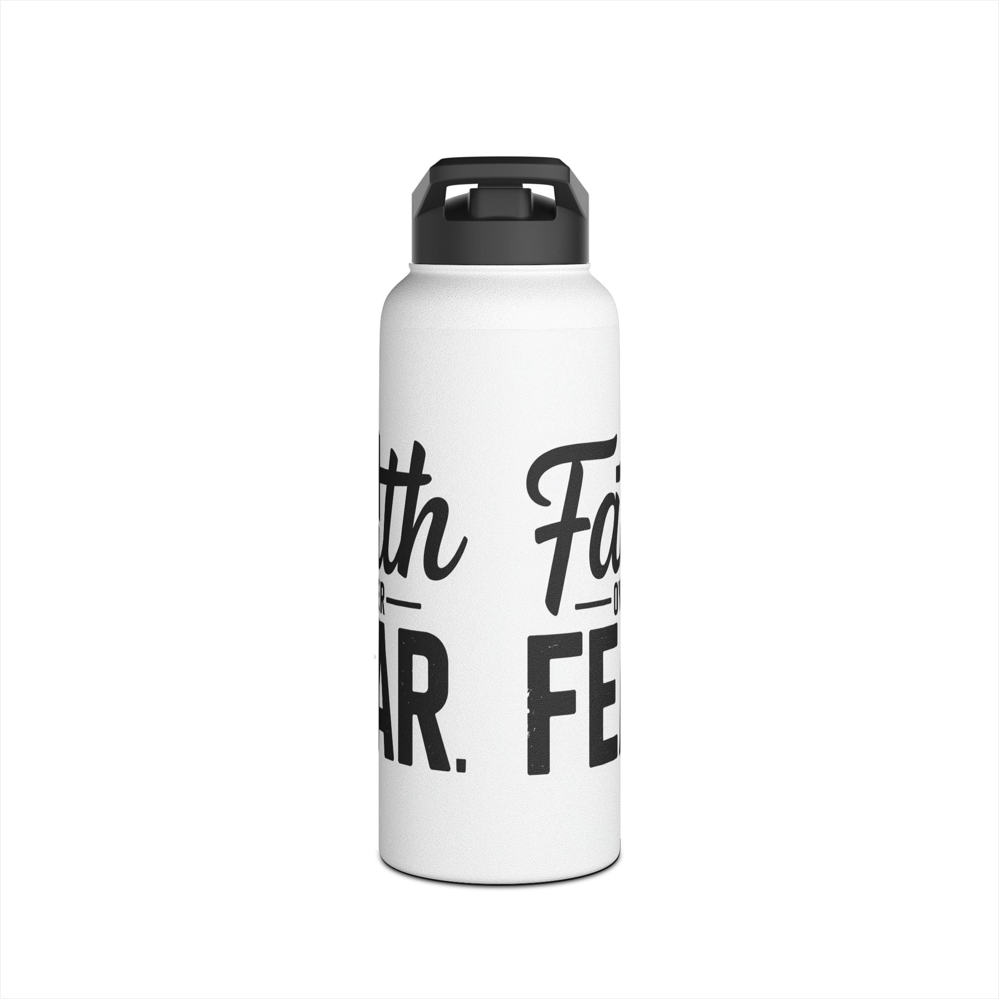 Faith Over Fear White Water Bottle | Christian Inspirational Drinkware | Faith-Based Gift