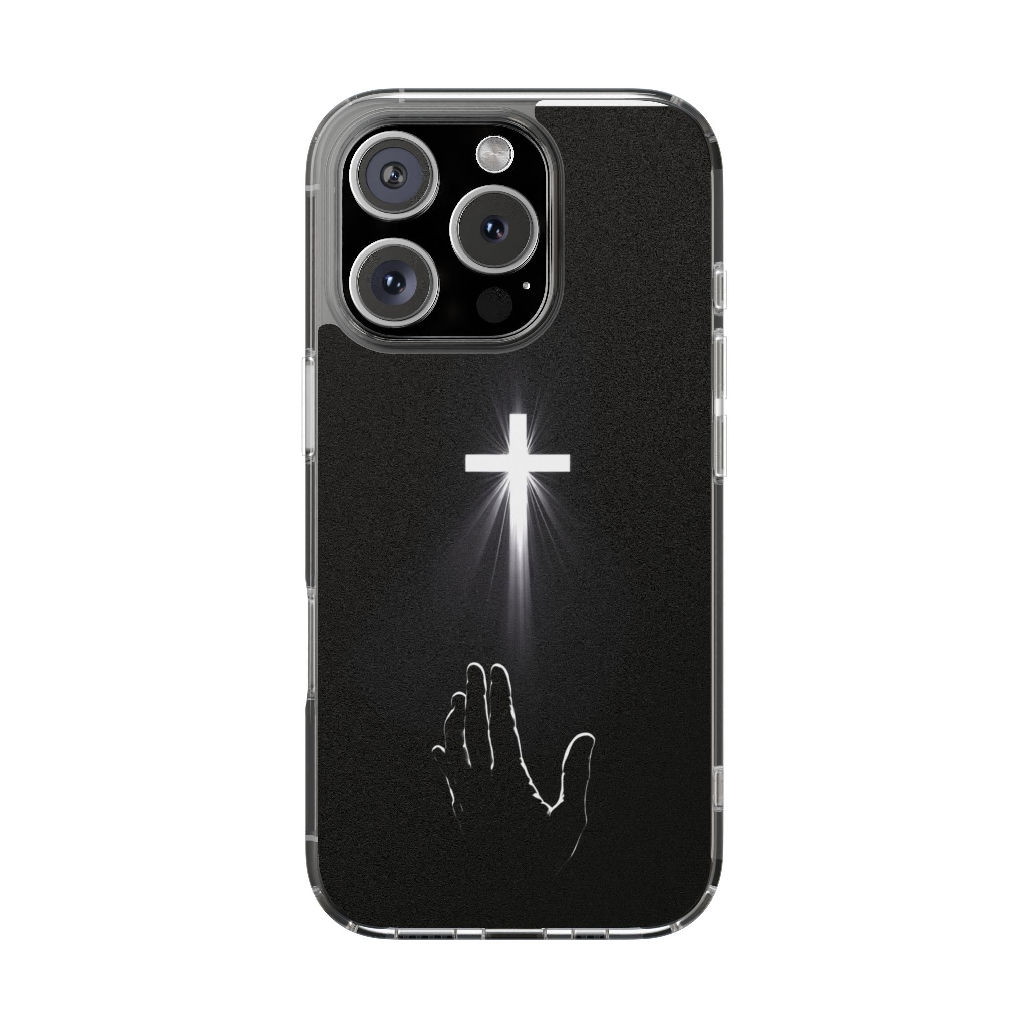 Christian Phone Case with Glowing Cross – Faith Over Fear Inspirational Protective iPhone Case | Religious Christian Cover