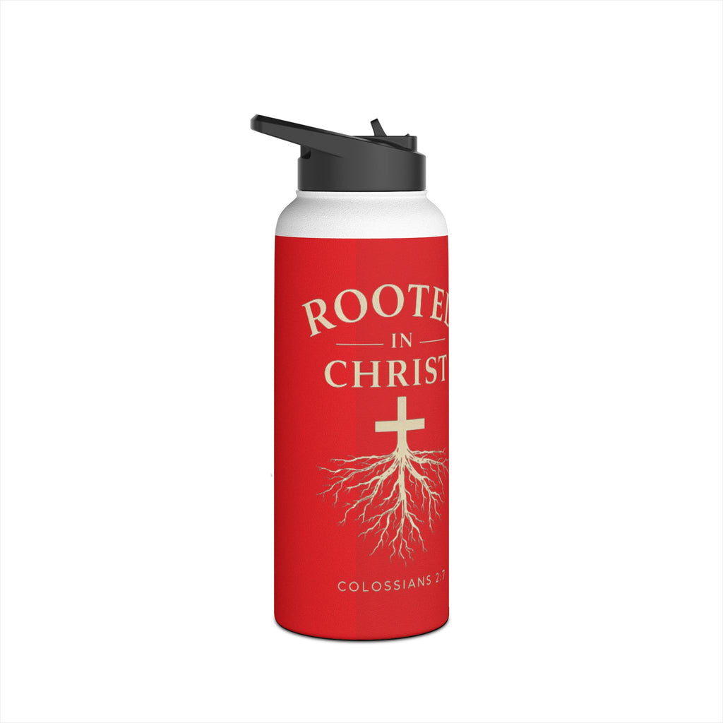 Rooted in Christ Christian Water Bottle – Colossians 2:7 Faith-Based Stainless Steel Tumbler, Inspirational Scripture Drinkware