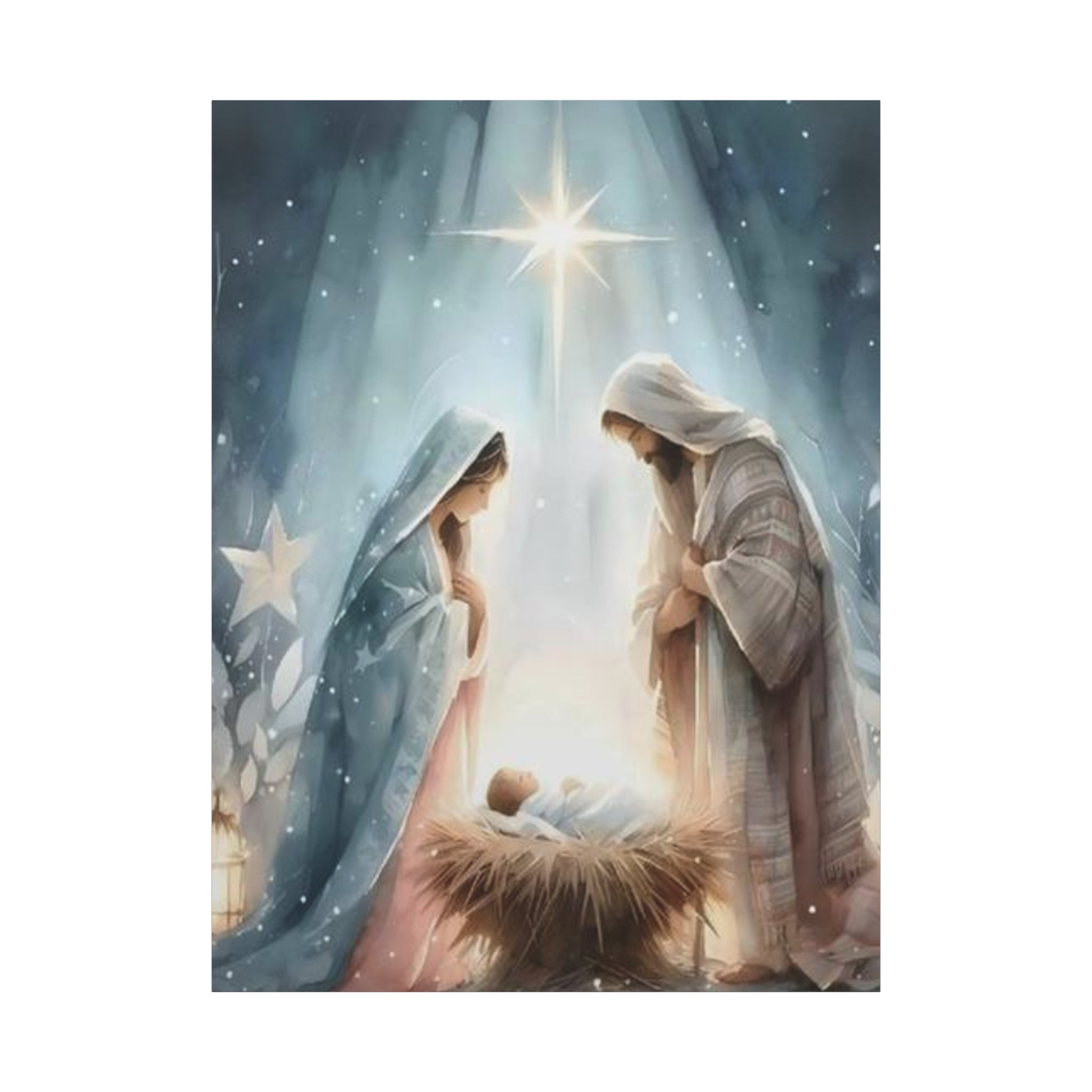 Holy Family Nativity Canvas Wall Art – Mary and Joseph Christian Christmas Artwork, Faith-Inspired Home Décor