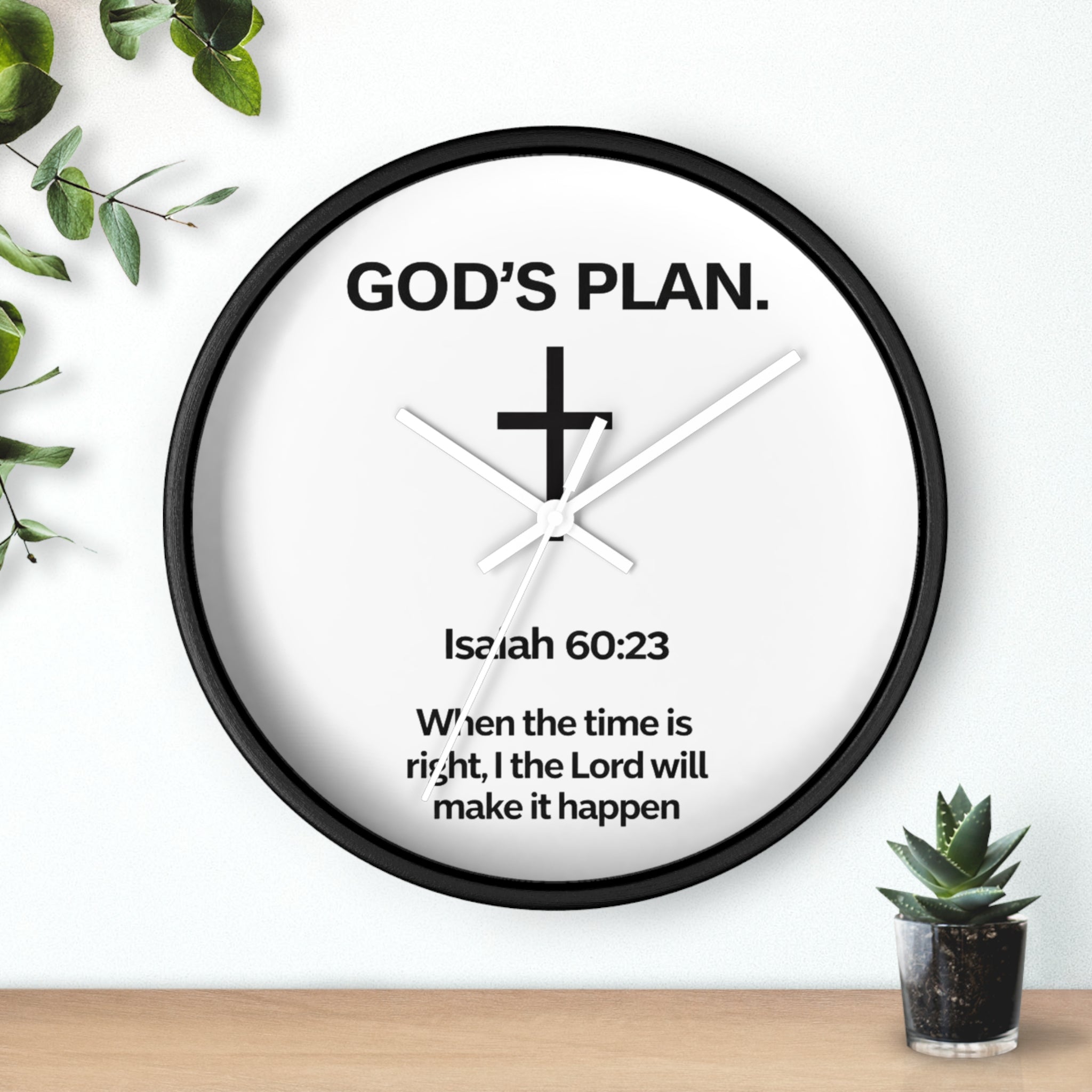 God’s Plan Christian Wall Clock – Isaiah 60:23 Scripture Faith Home Decor, Modern Black & White Inspirational Timepiece
