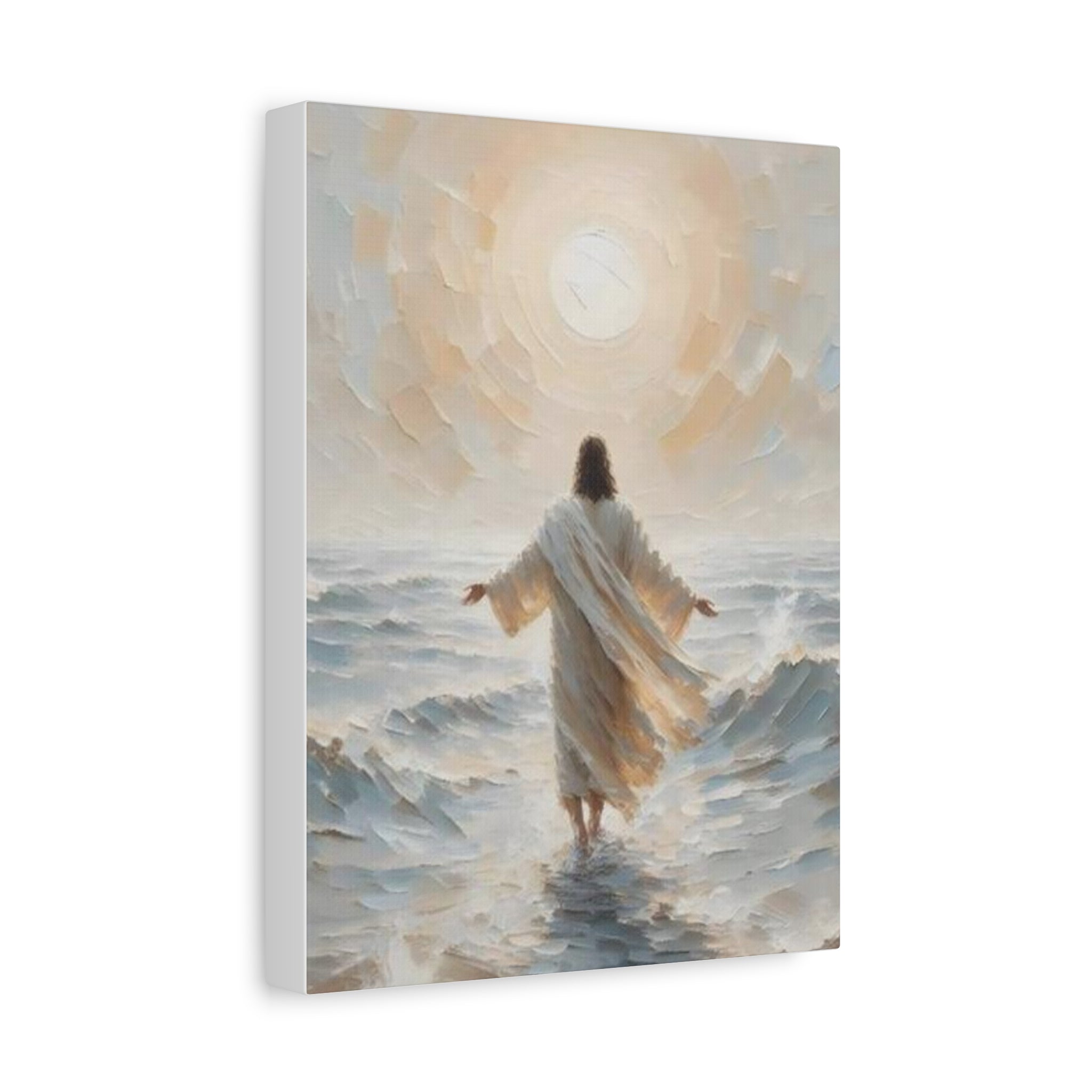 Jesus Walking on Water Canvas Wall Art – Christian Faith Ocean Artwork | Inspirational Christian Home Décor