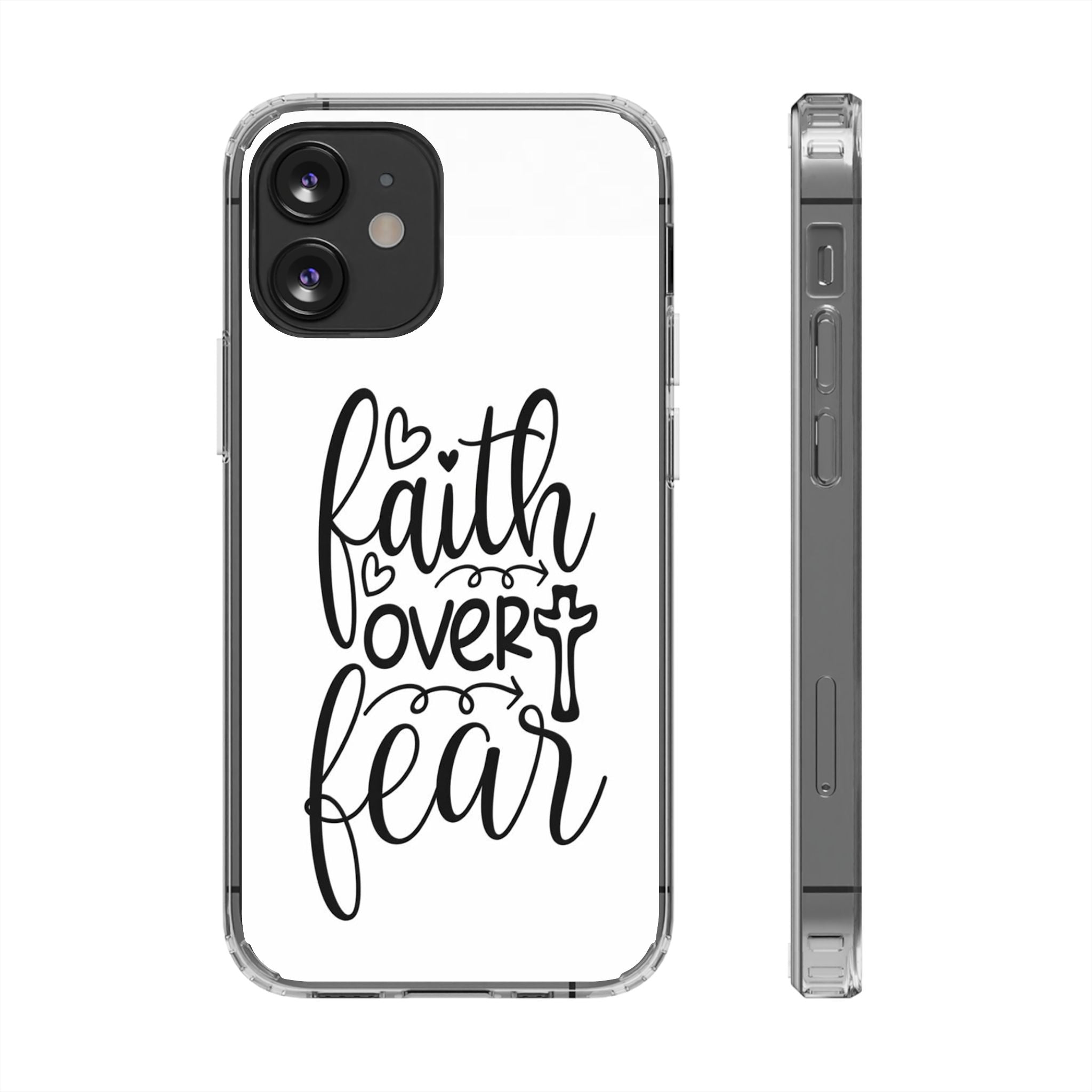 Faith Over Fear Christian Phone Case – Inspirational Scripture iPhone Case, Clear Faith-Based Protective Cover