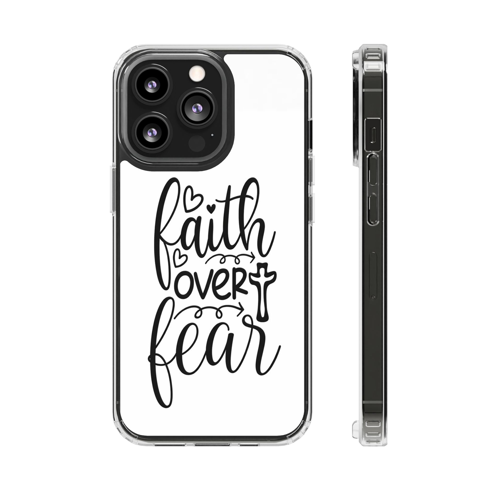 Faith Over Fear Christian Phone Case – Inspirational Scripture iPhone Case, Clear Faith-Based Protective Cover
