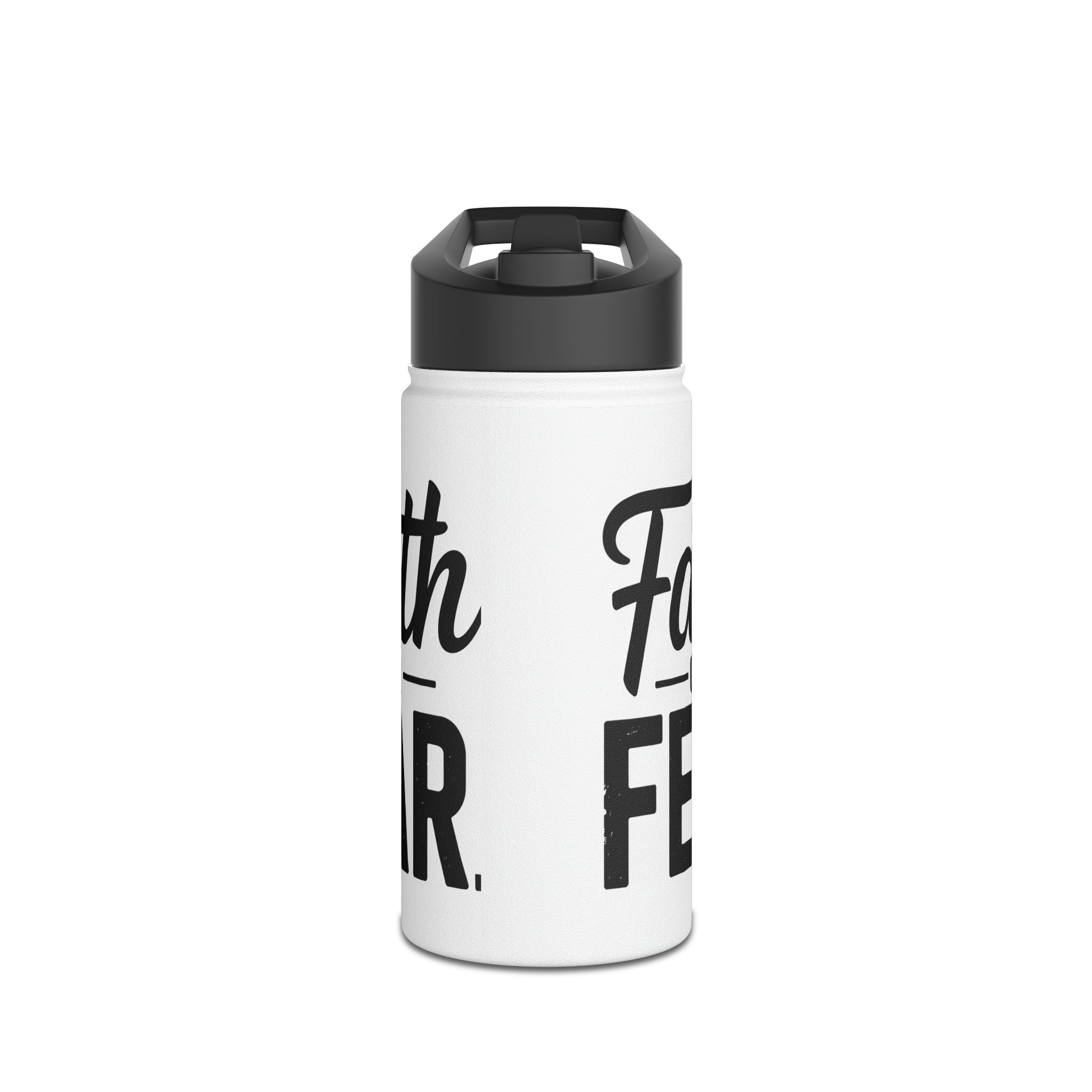 Faith Over Fear White Water Bottle | Christian Inspirational Drinkware | Faith-Based Gift