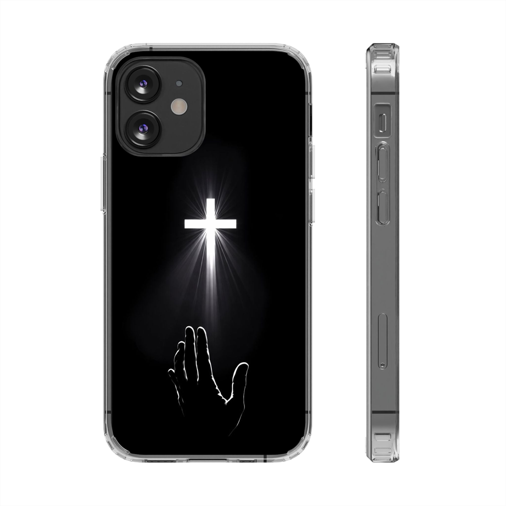 Christian Phone Case with Glowing Cross – Faith Over Fear Inspirational Protective iPhone Case | Religious Christian Cover