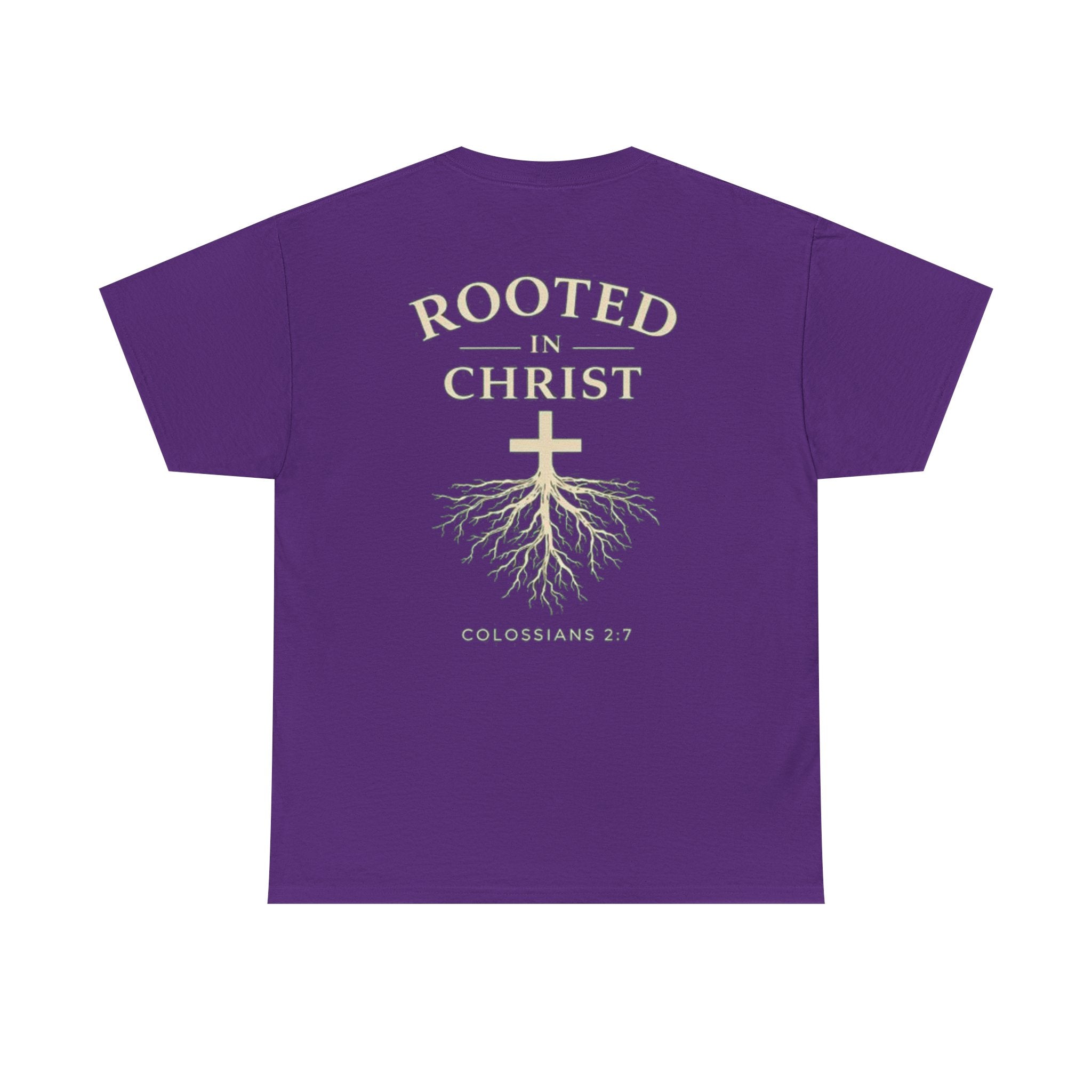 Rooted in Christ Christian T-Shirt – Colossians 2:7 Faith-Based Graphic Tee | Inspirational Christian Apparel