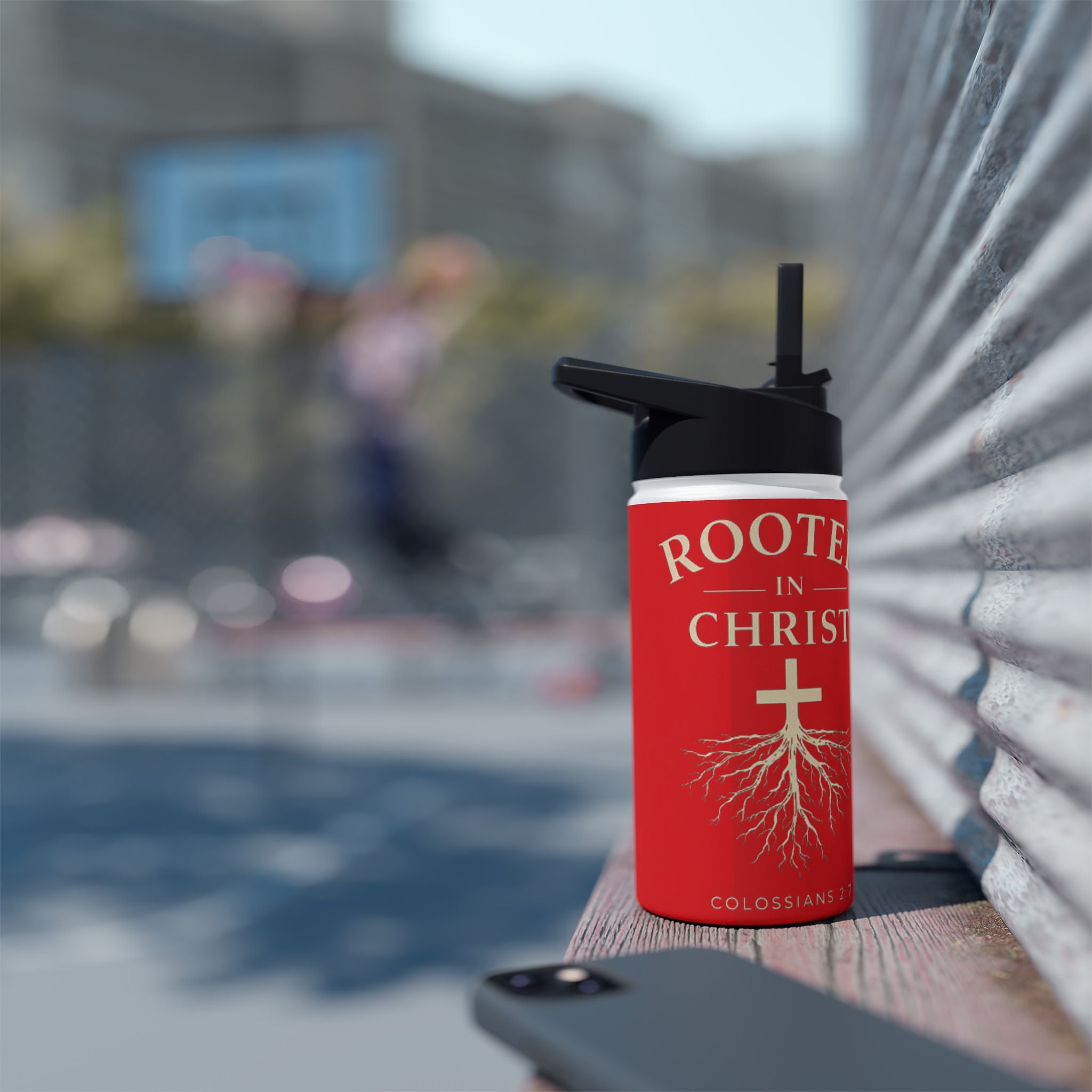 Rooted in Christ Christian Water Bottle – Colossians 2:7 Faith-Based Stainless Steel Tumbler, Inspirational Scripture Drinkware