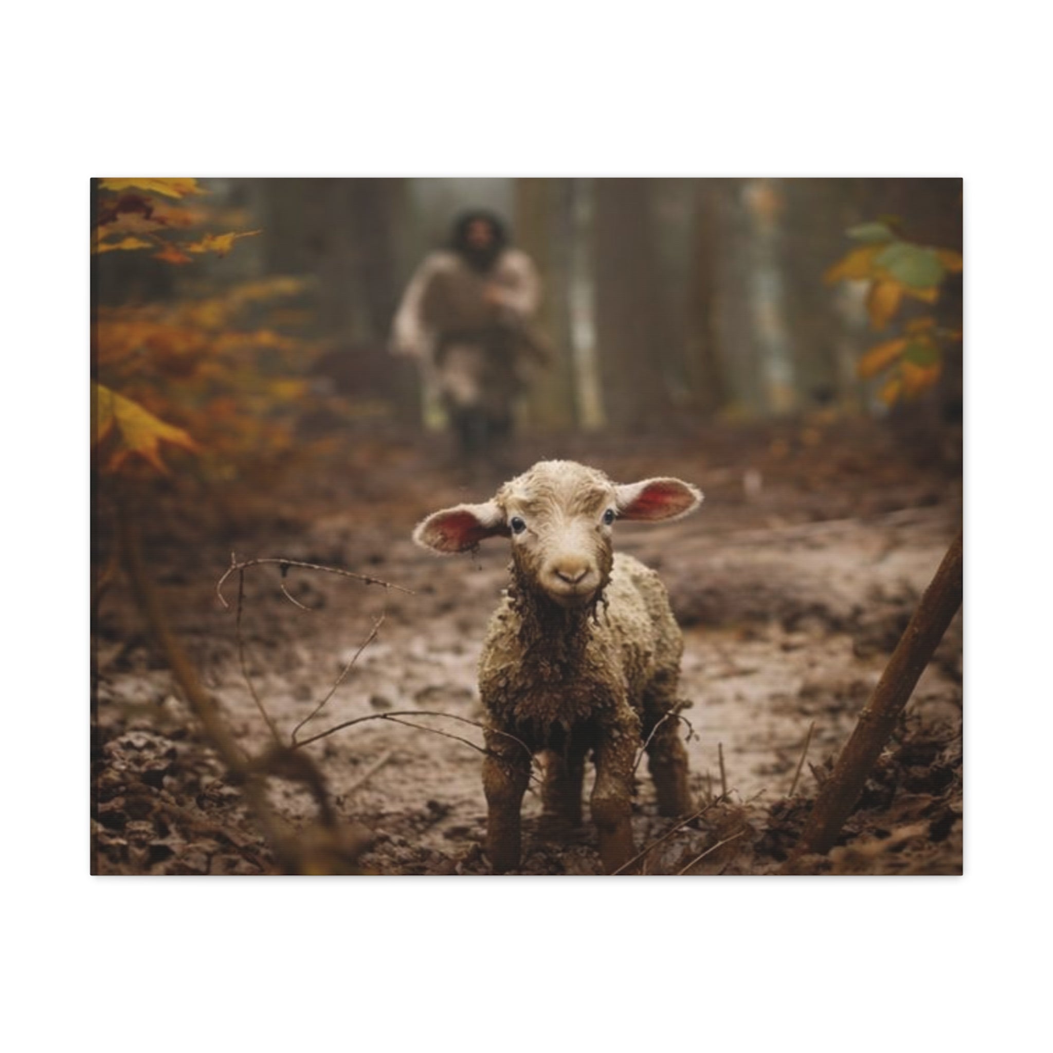The Lost Lamb Canvas Wall Art | Faith-Inspired Christian Home Décor | Shepherd & Lamb Biblical Artwork