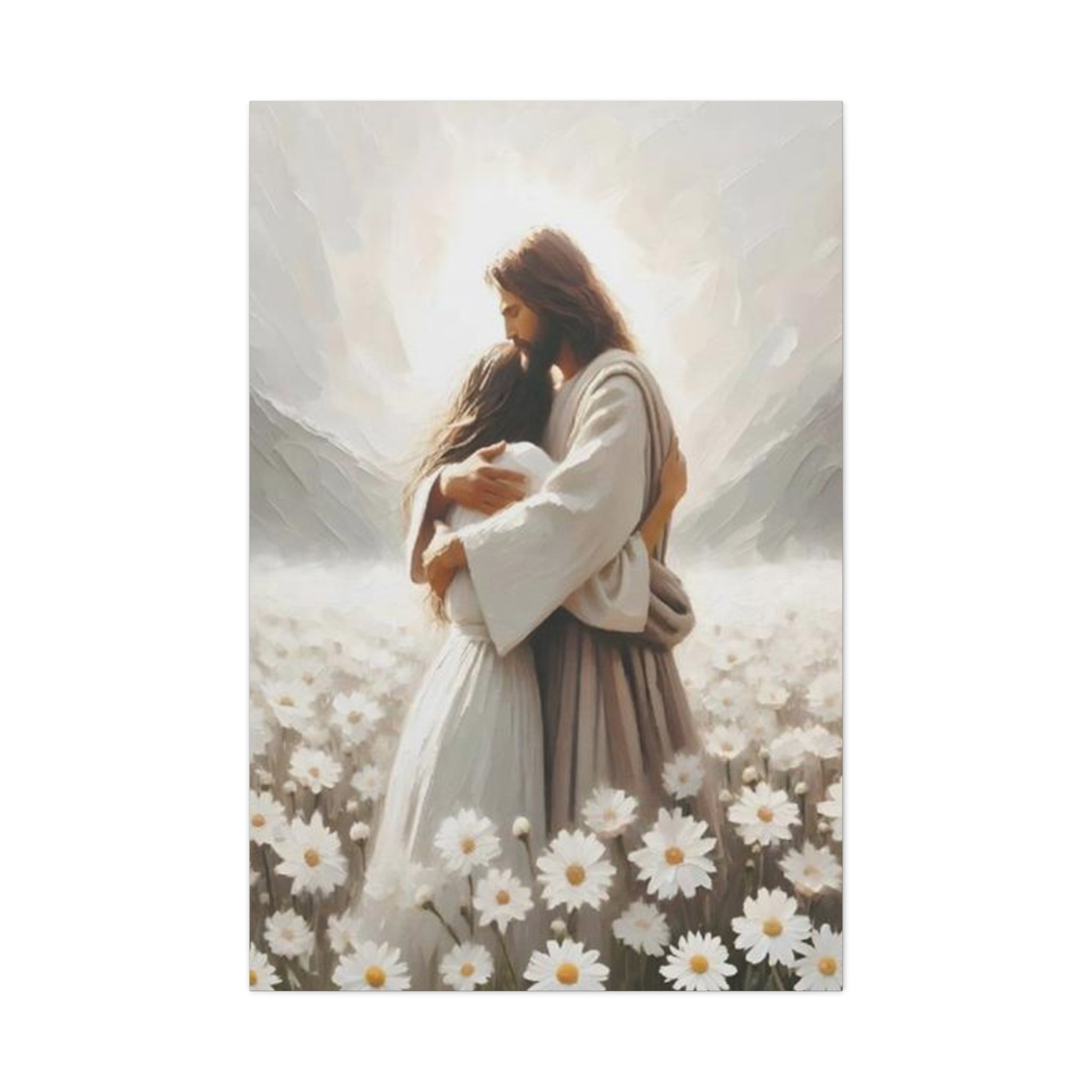 Jesus Embrace Canvas Wall Art – Christian Faith Artwork of Christ’s Love | Inspirational Christian Home Décor