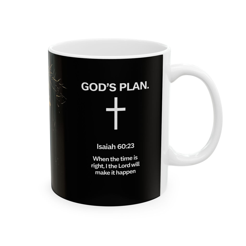 God’s Plan Christian Coffee Mug – Isaiah 60:23 Scripture Black Ceramic Cup