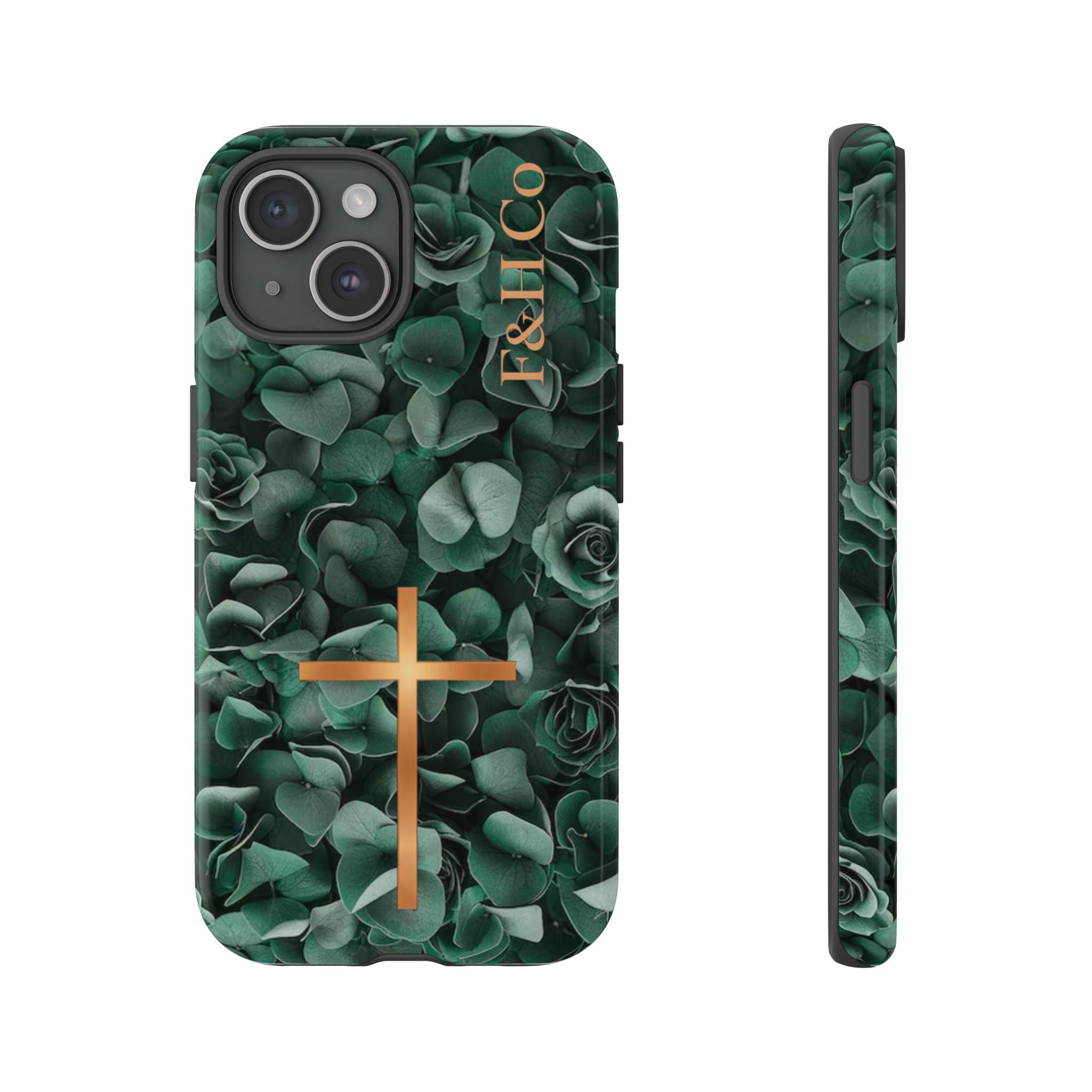 Christian Floral iPhone Case with Cross – Forest Green Faith Phone Cover | Faith & Home Co
