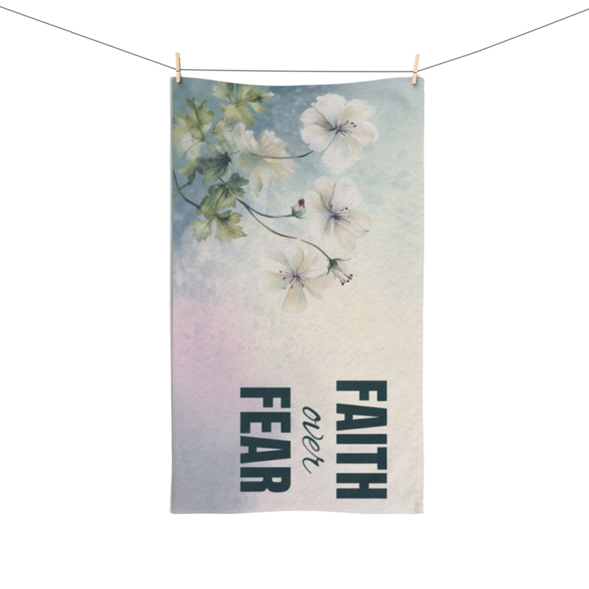 Faith Over Fear Kitchen Hand Towel | Christian Kitchen Decor | Inspirational Scripture Dish Towel | Faith-Based Home Gift