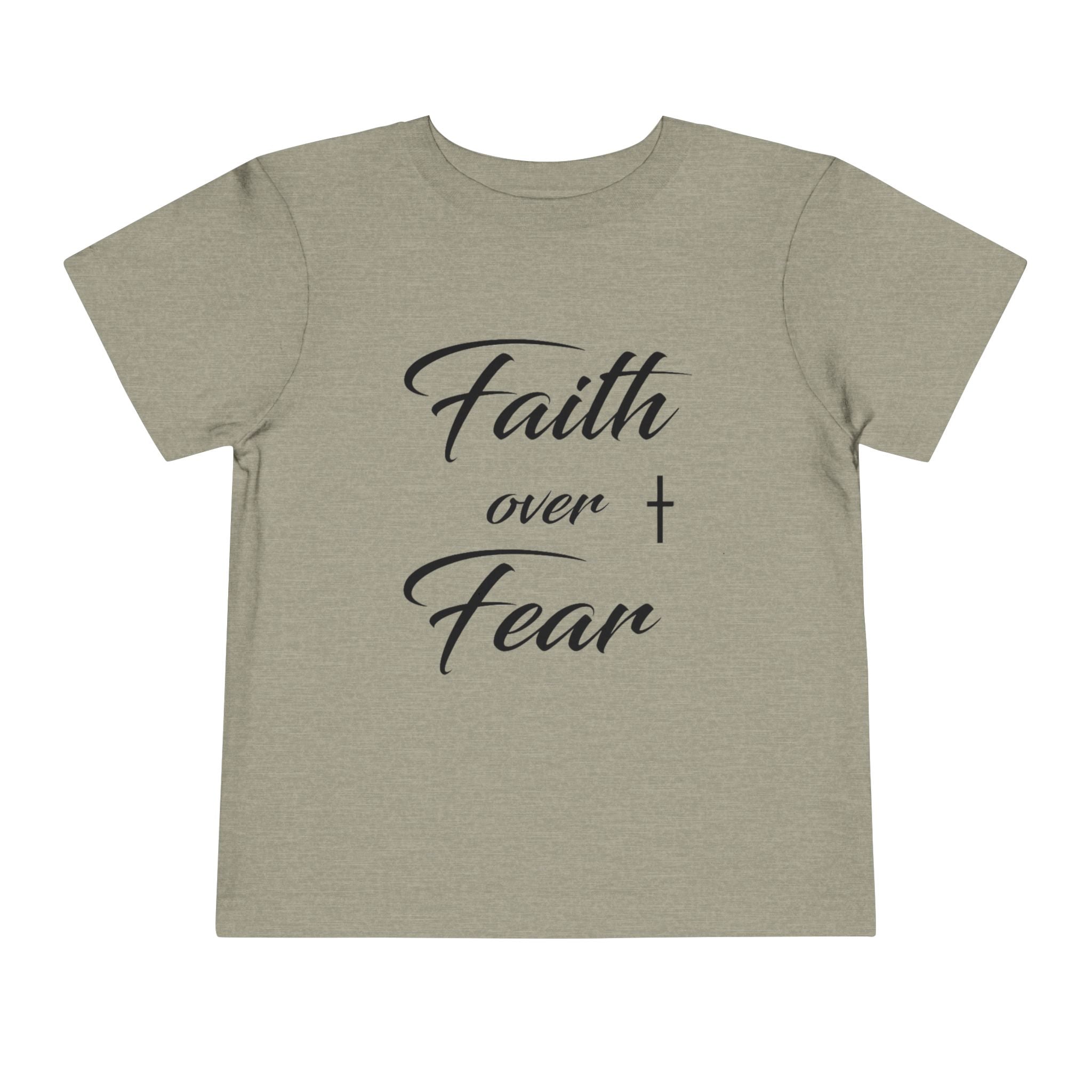 Toddler Christian T-Shirt “Faith Over Fear” – Inspirational Faith-Based Tee for Boys & Girls