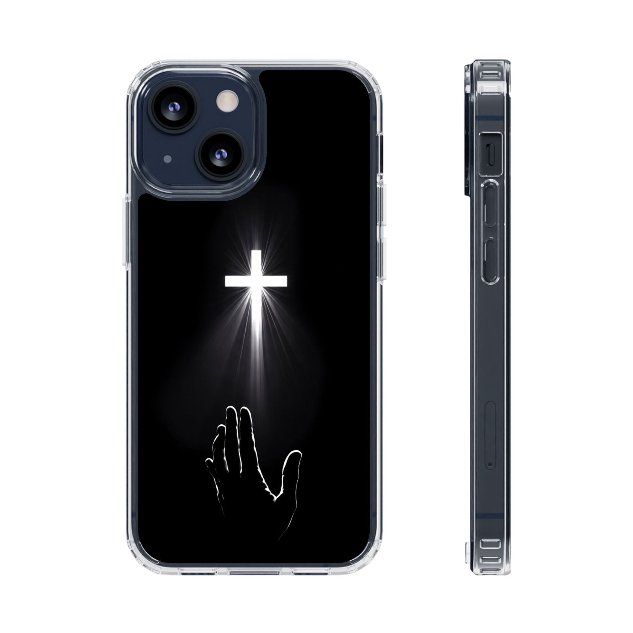 Christian Phone Case with Glowing Cross – Faith Over Fear Inspirational Protective iPhone Case | Religious Christian Cover